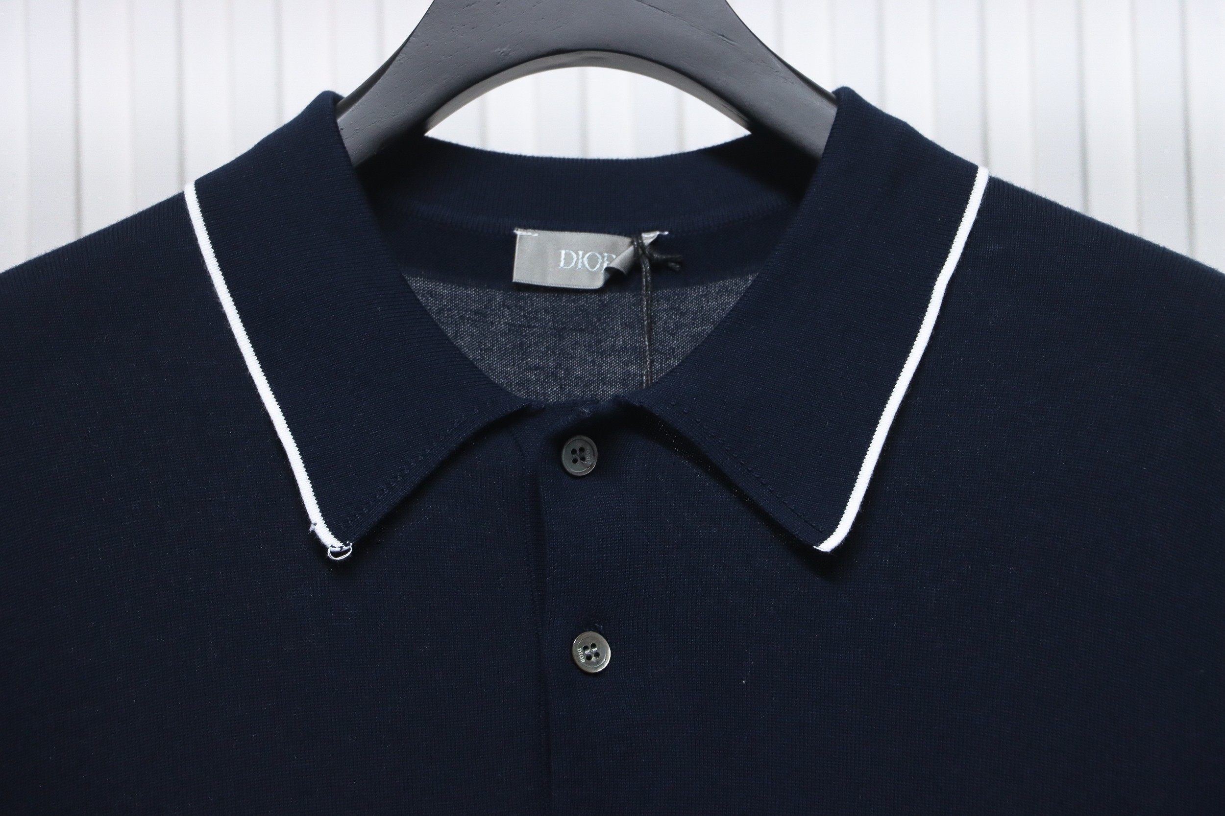 Dior 24ss embroidered small logo knitted Polo short sleeve black