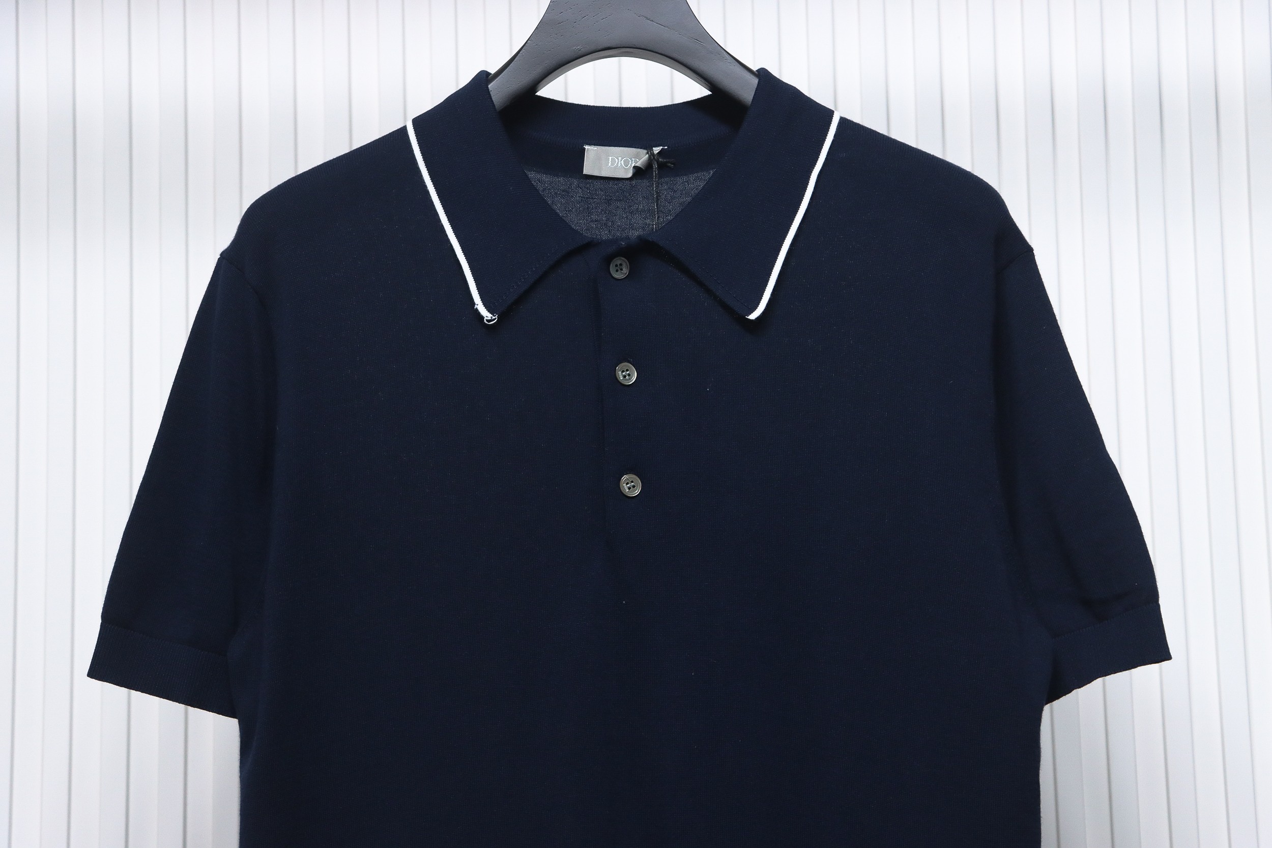 Dior 24ss embroidered small logo knitted Polo short sleeve black