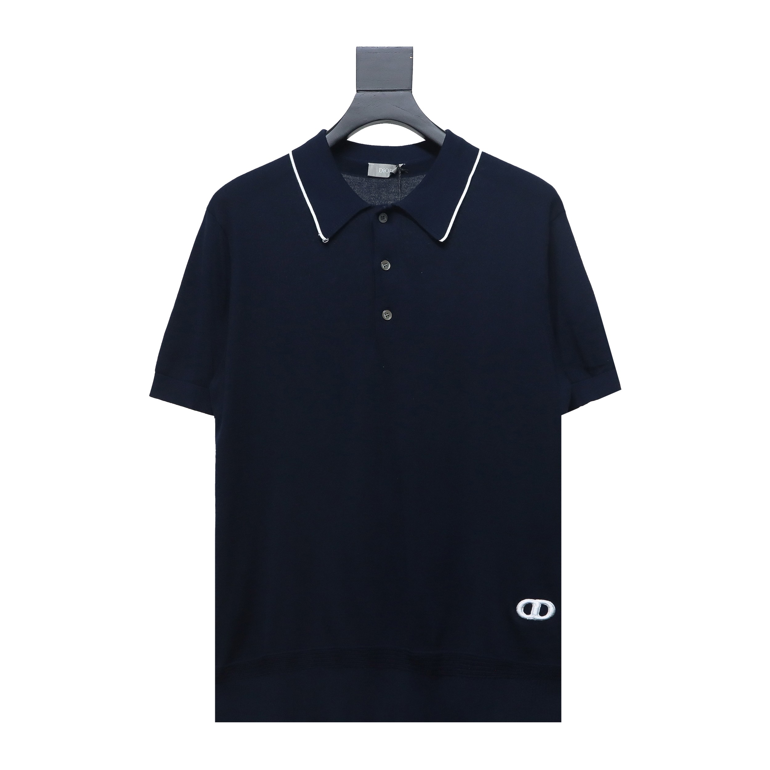 Dior 24ss embroidered small logo knitted Polo short sleeve black