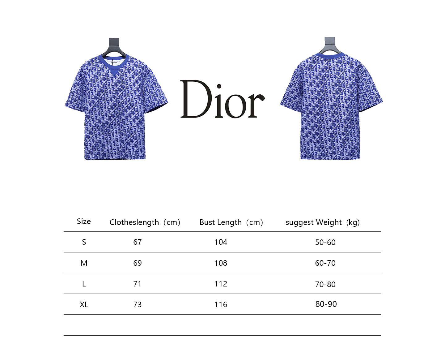 Dior 24ss full print monogram jacquard short sleeves blue