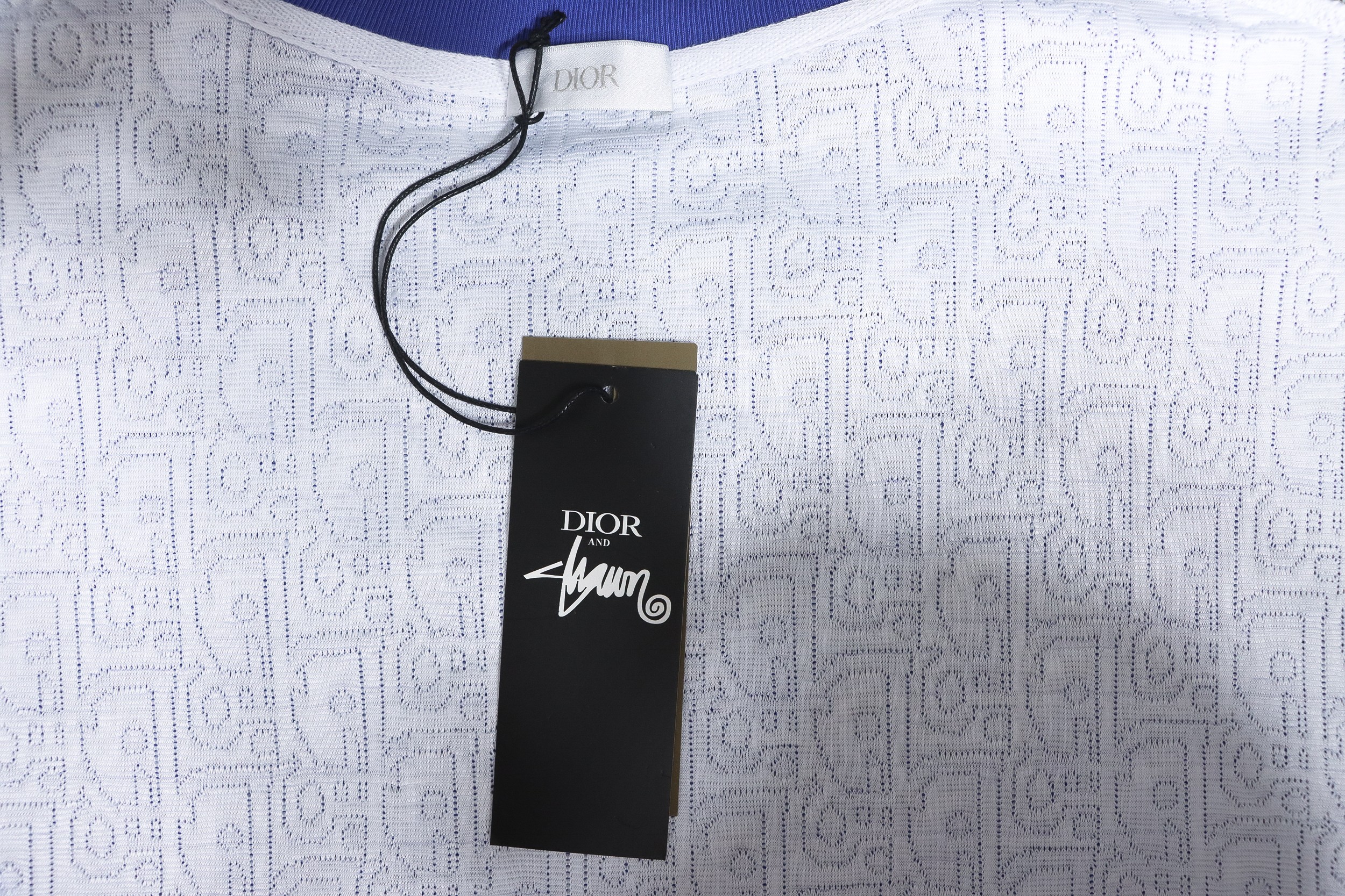 Dior 24ss full print monogram jacquard short sleeves blue