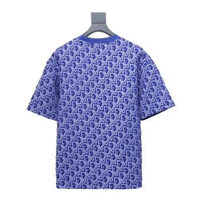 Dior 24ss full print monogram jacquard short sleeves blue 02