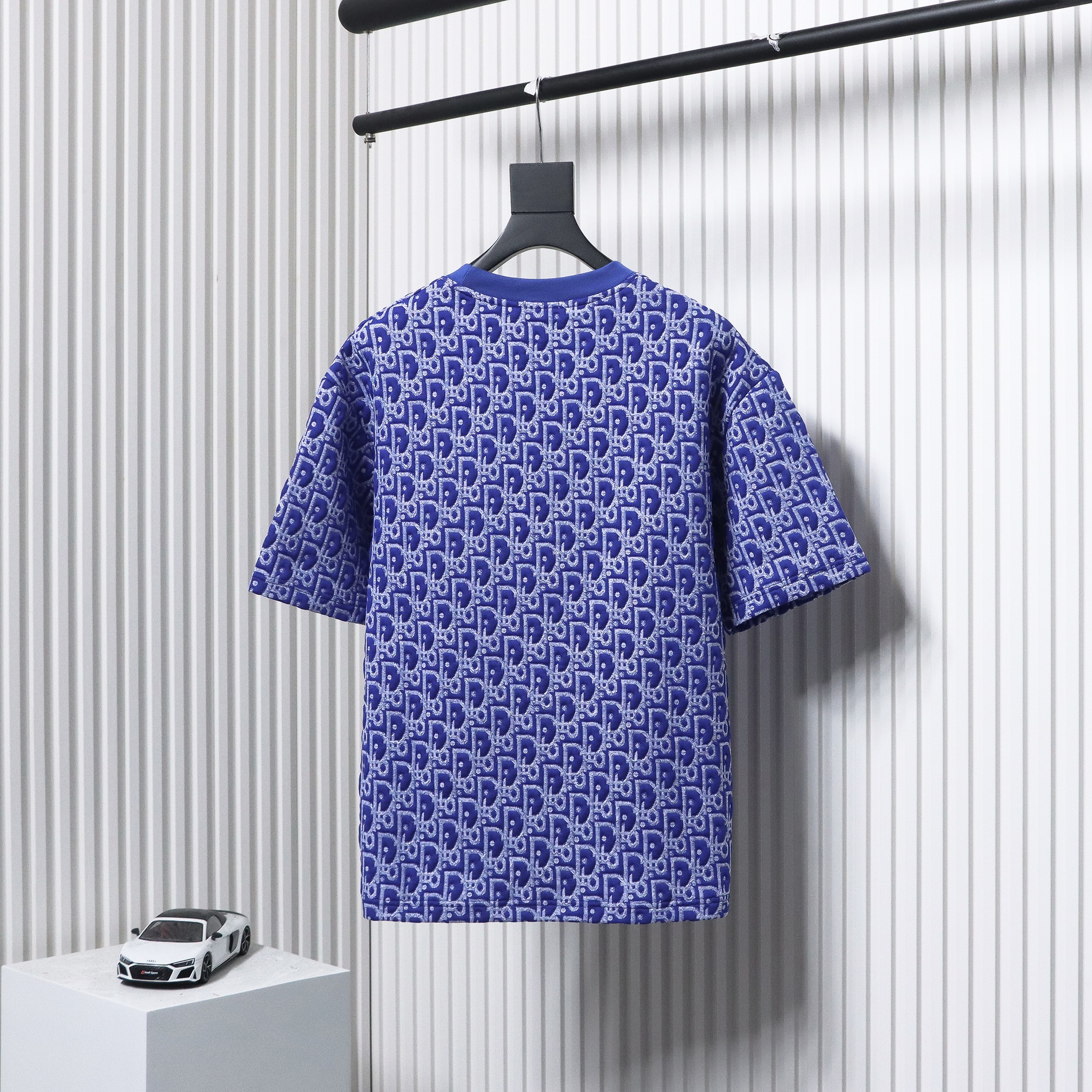 Dior 24ss full print monogram jacquard short sleeves blue