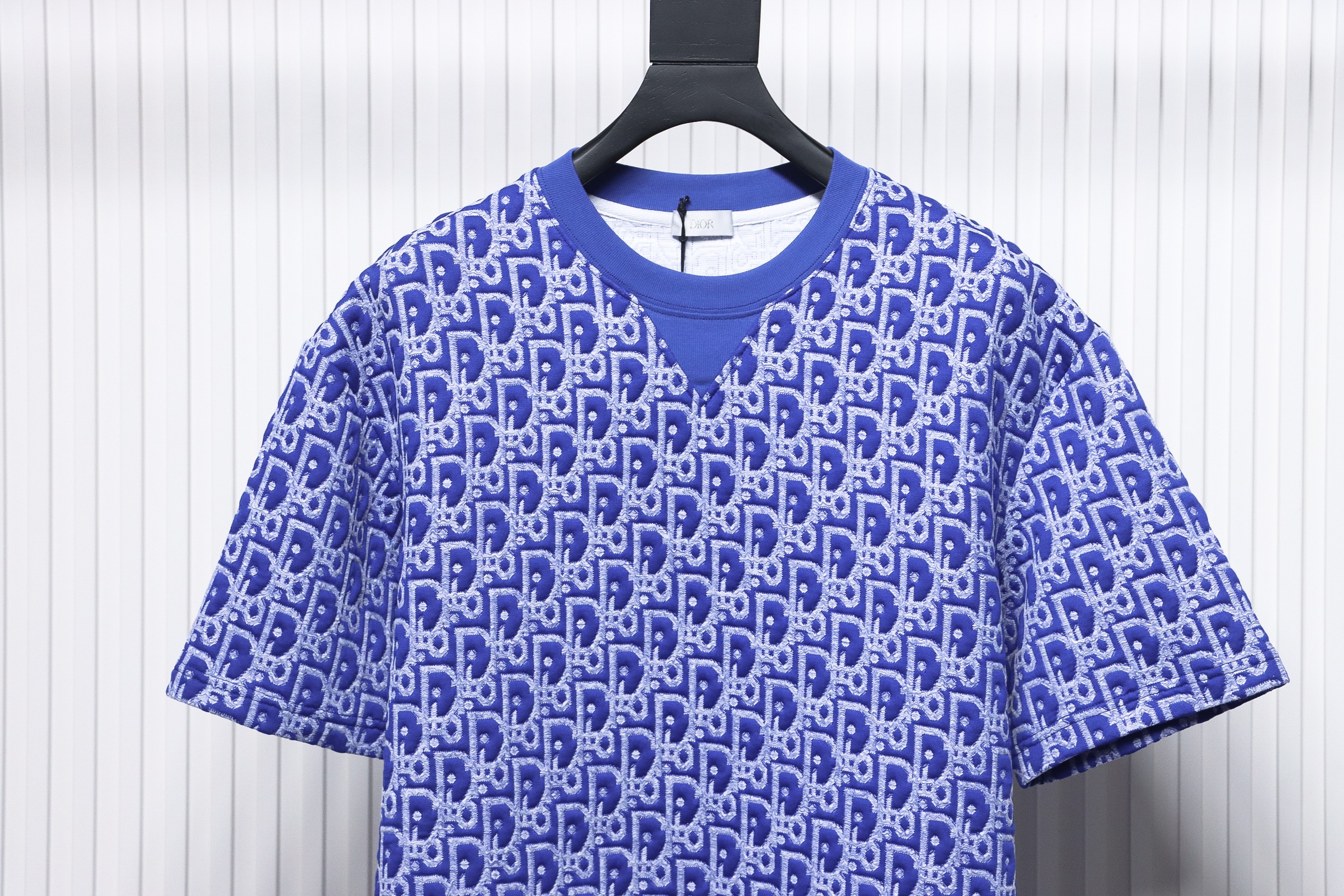 Dior 24ss full print monogram jacquard short sleeves blue
