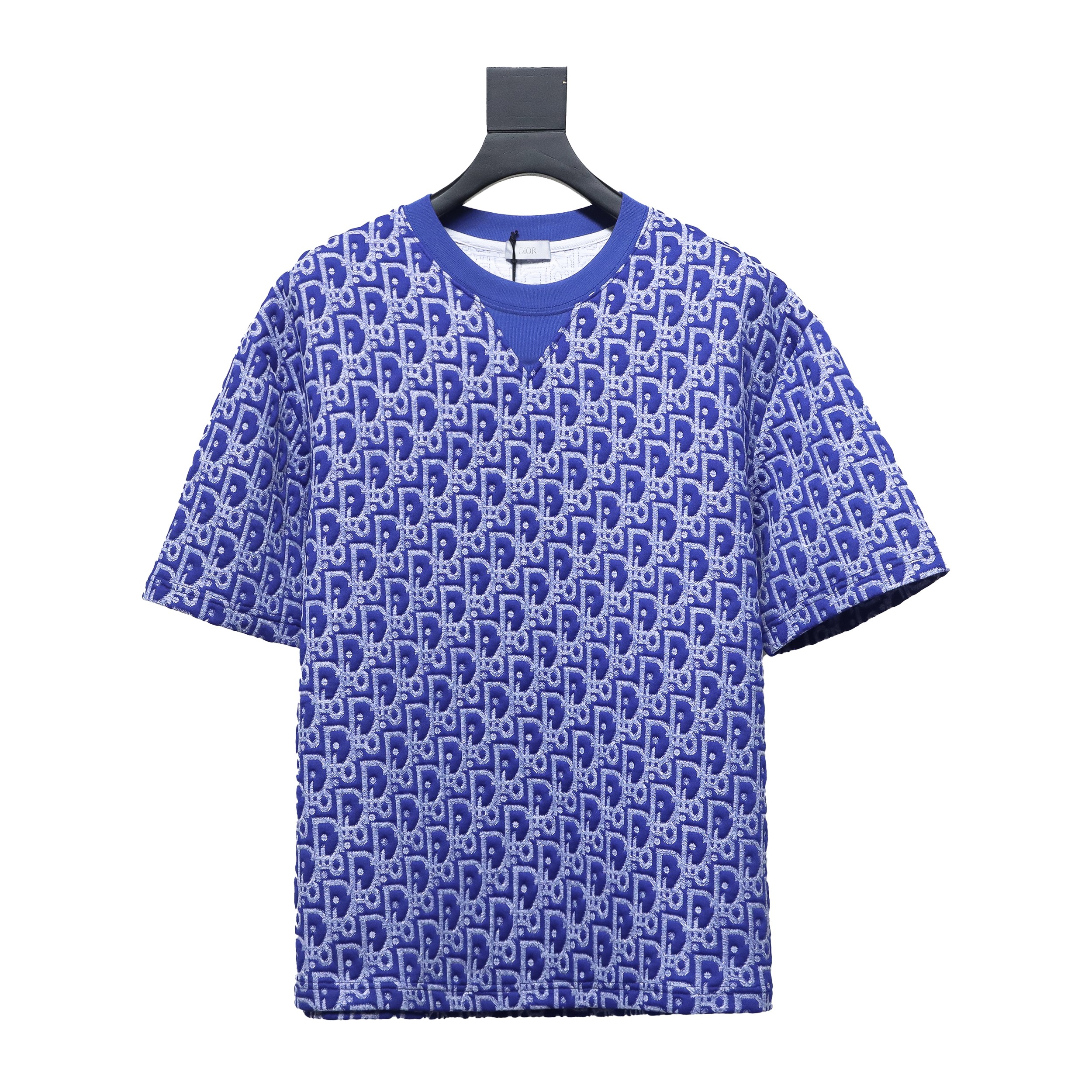 Dior 24ss full print monogram jacquard short sleeves blue