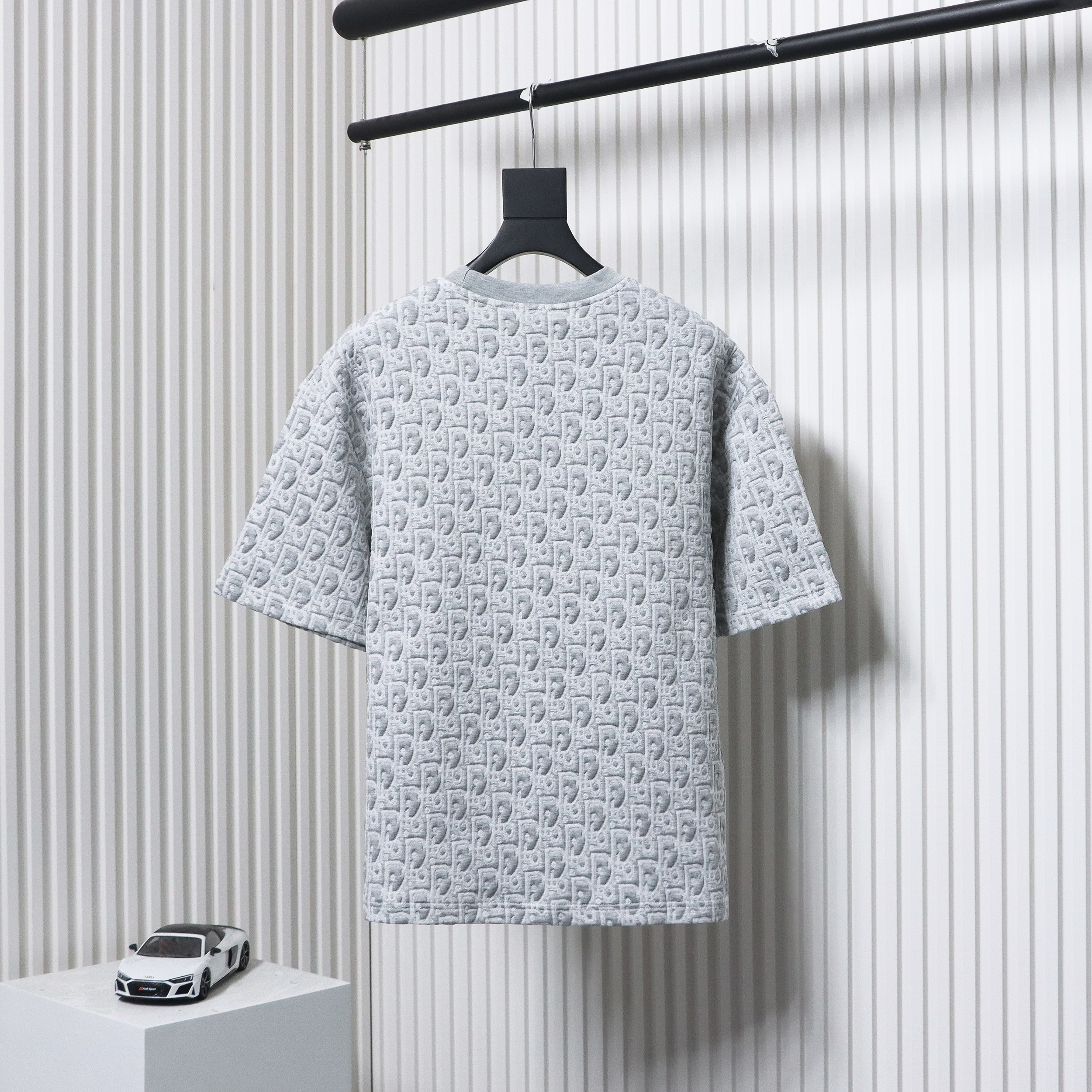 Dior 24ss full print monogram jacquard short sleeves grey