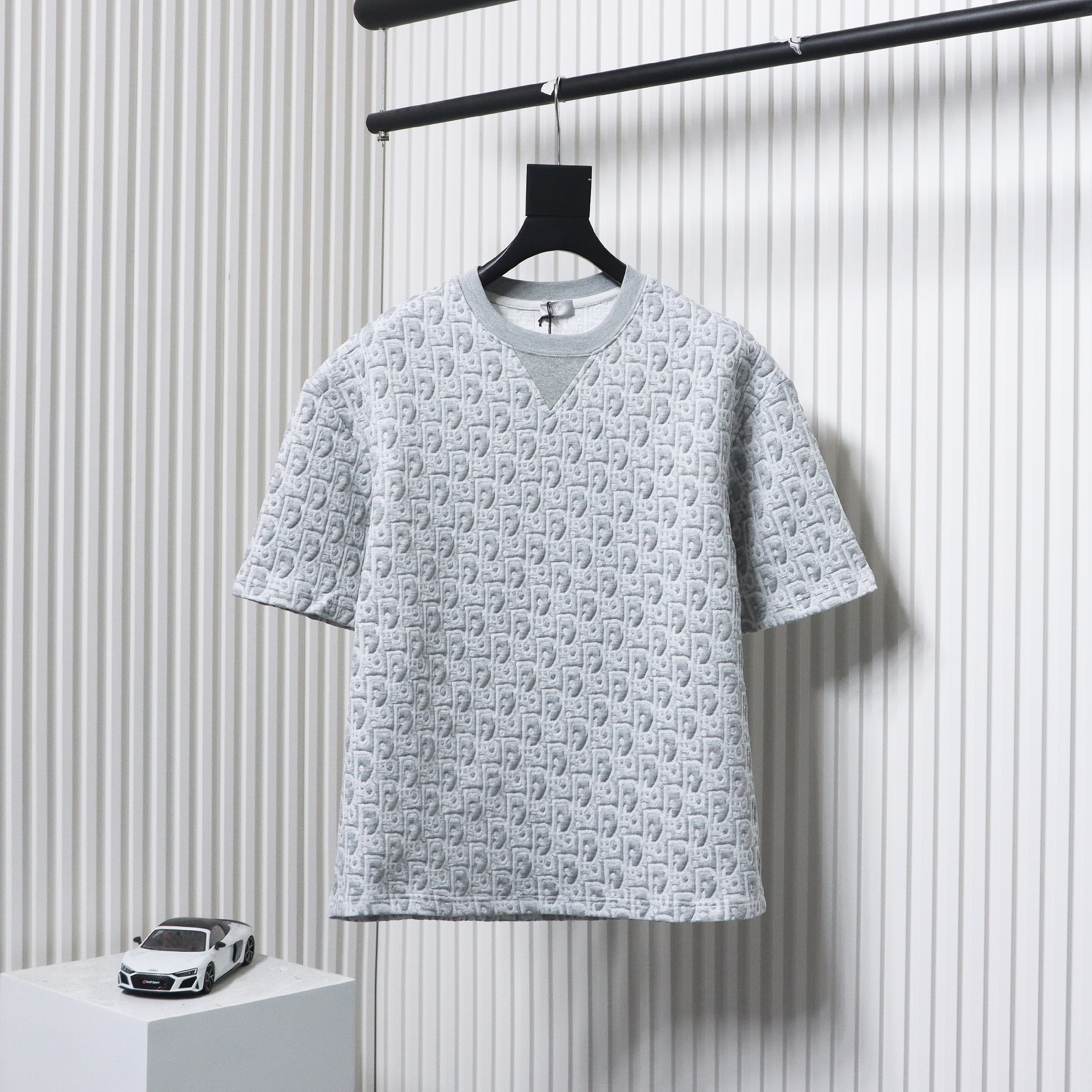 Dior 24ss full print monogram jacquard short sleeves grey