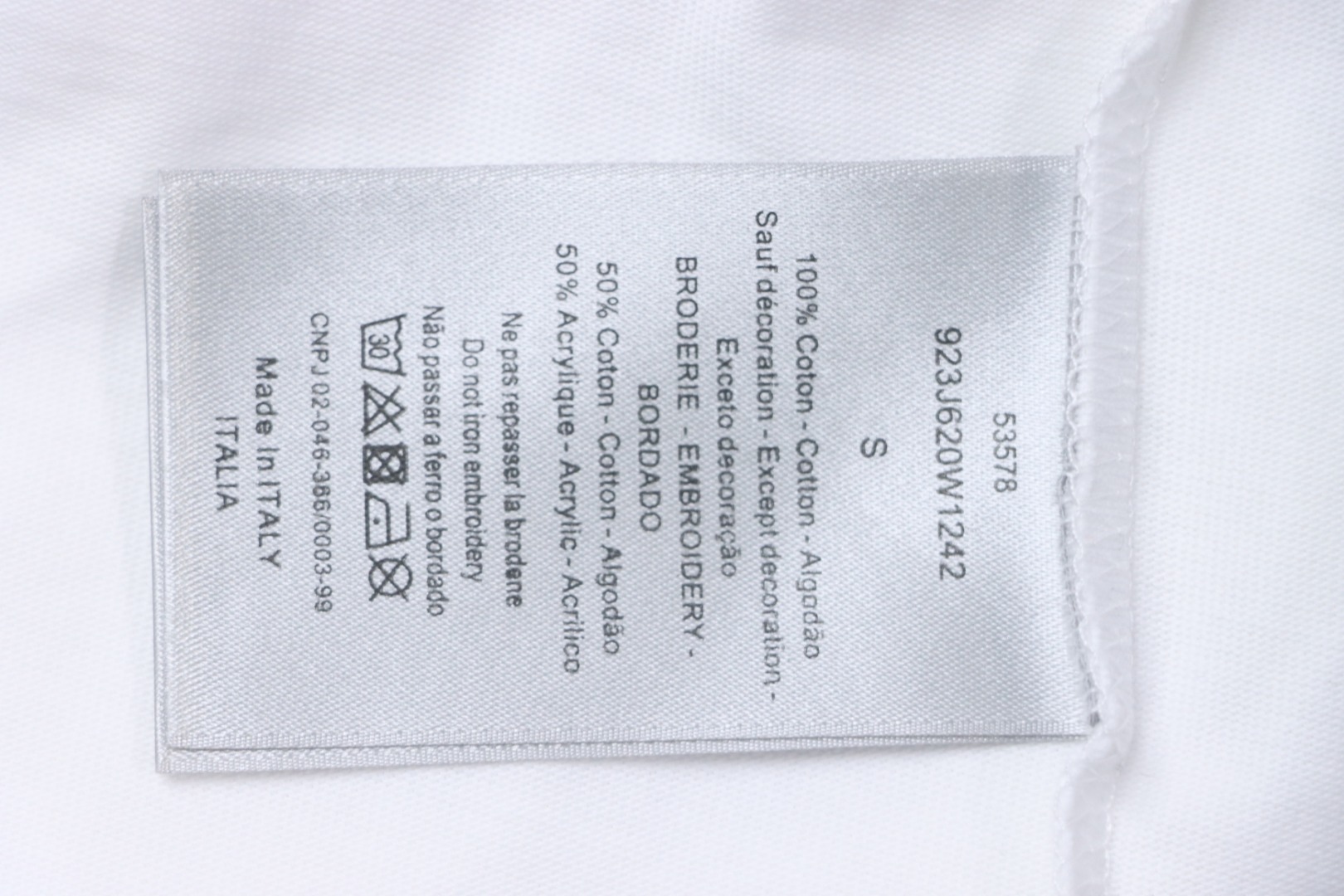 Dior 24ss gold thread embroidered CD short sleeve white 