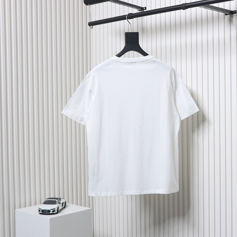 Dior 24ss gold thread embroidered CD short sleeve white 