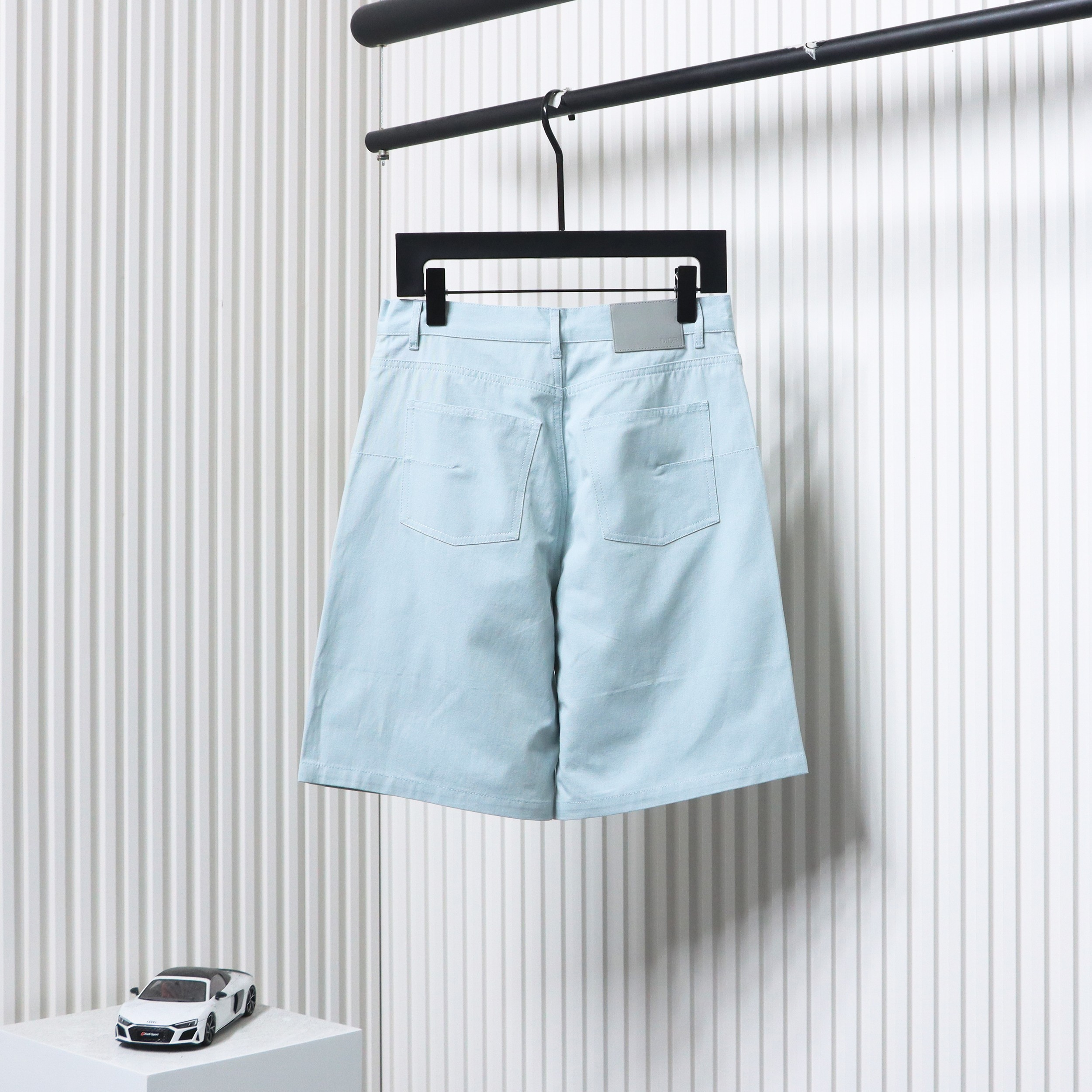 Dior 24ss heart embroidered shorts light blue