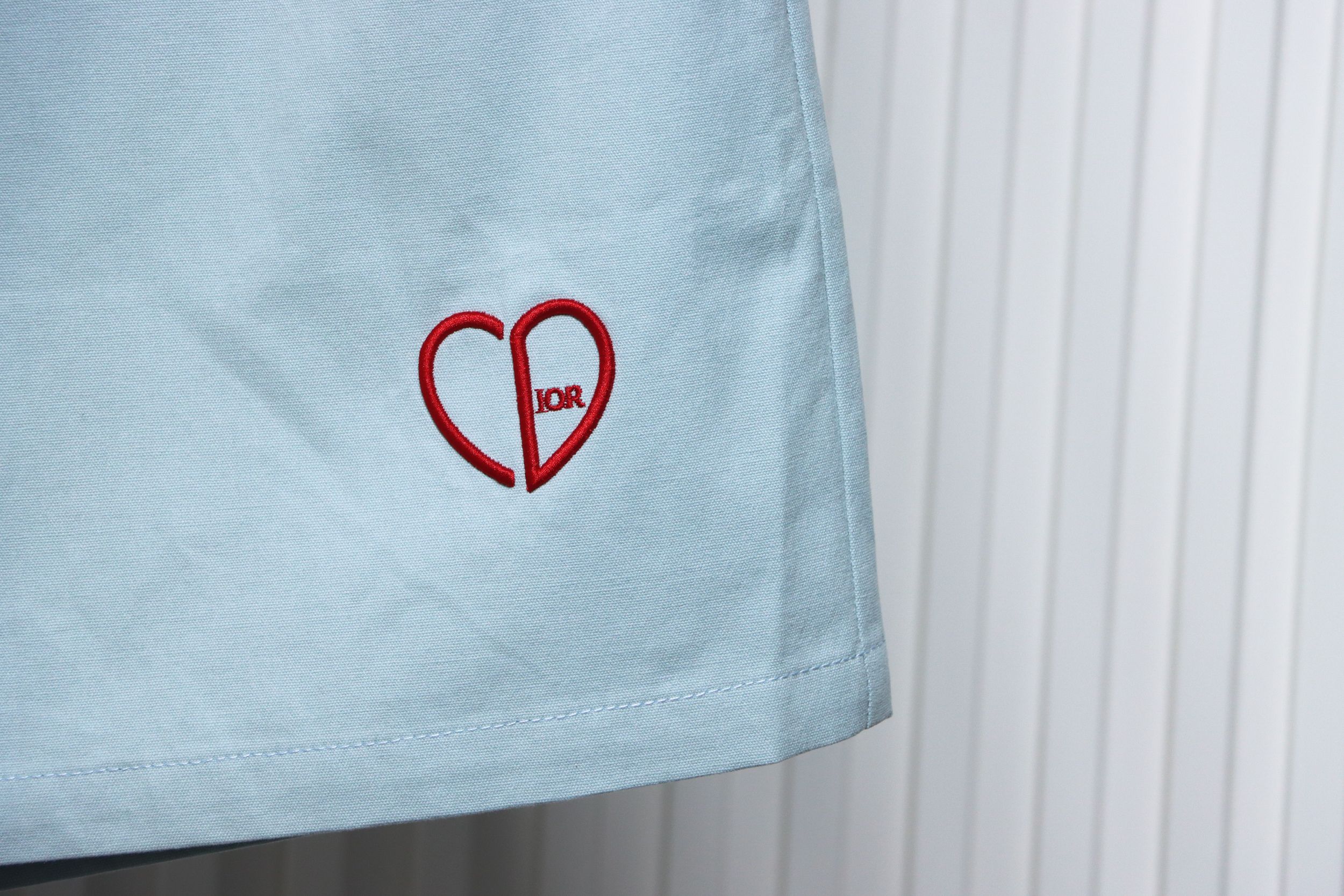 Dior 24ss heart embroidered shorts light blue
