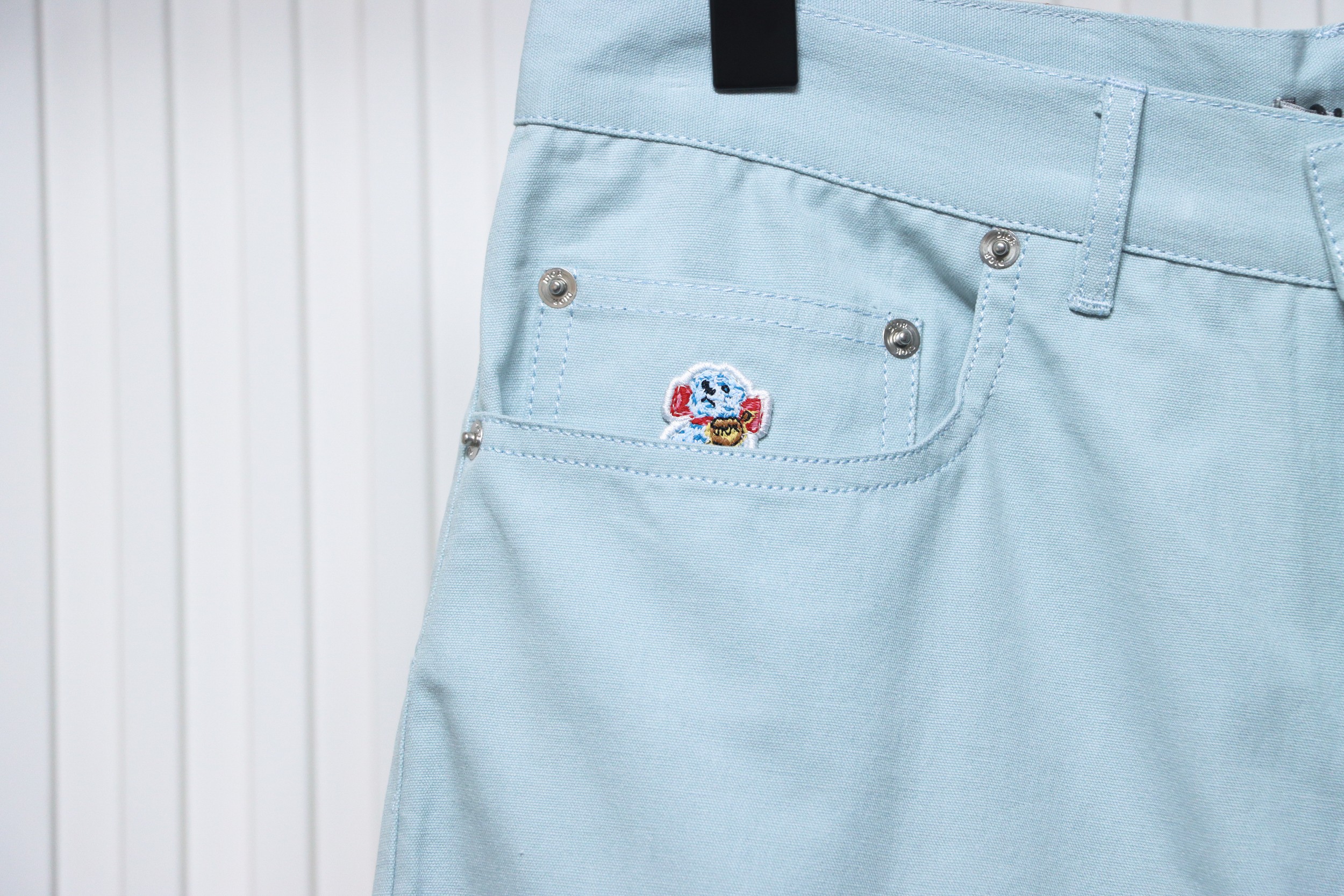 Dior 24ss heart embroidered shorts light blue