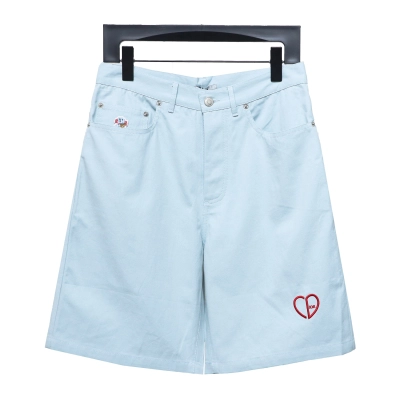 Dior 24ss heart embroidered shorts light blue 01