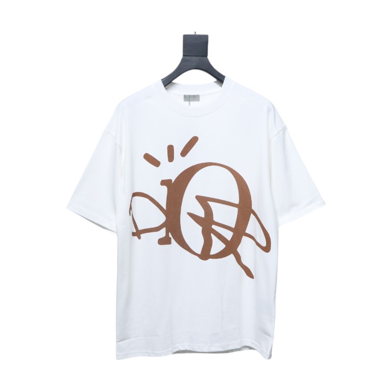 Dior 24ss letter logo print short sleeve white
