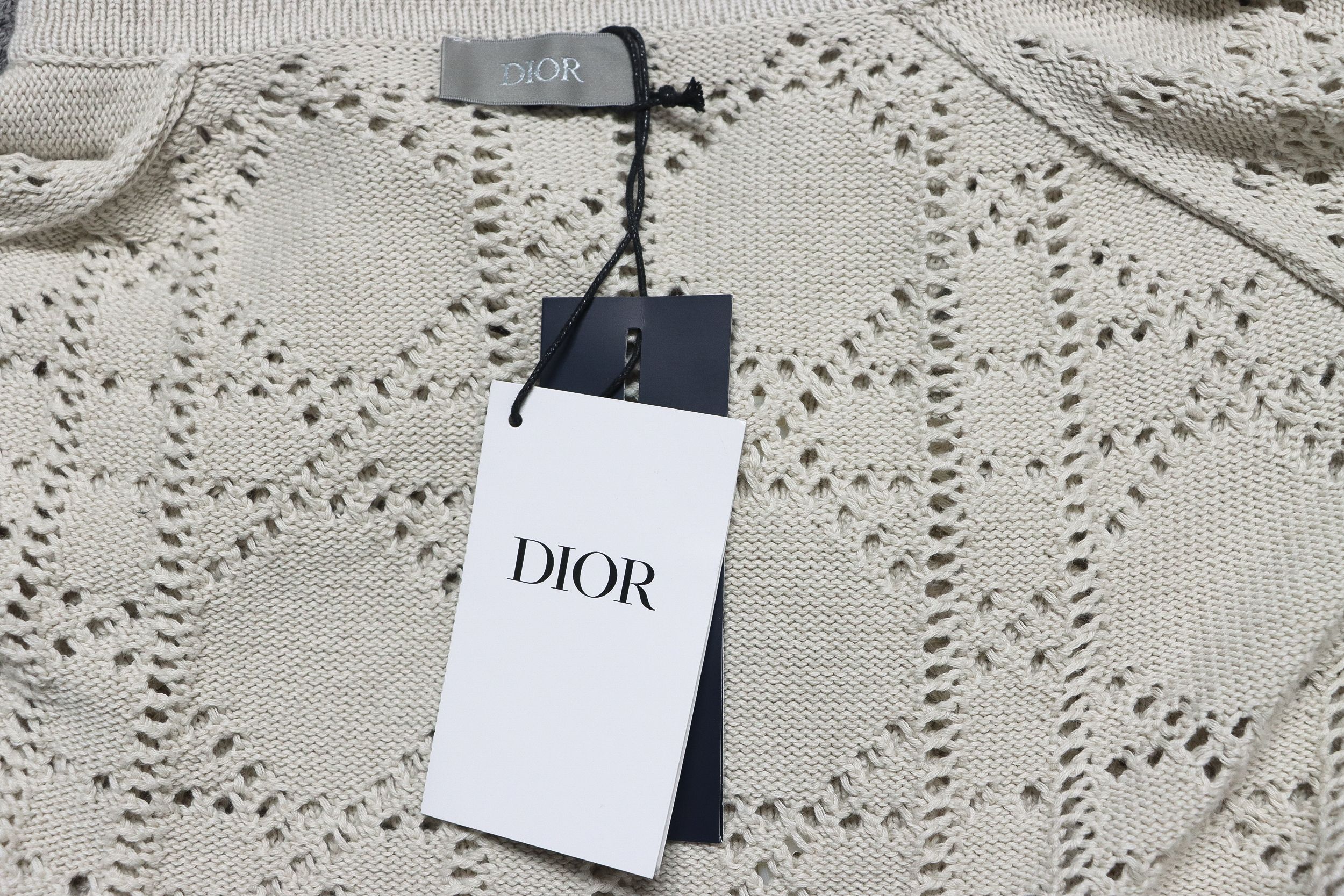 Dior 24ss openwork knit short sleeve cardigan apricot