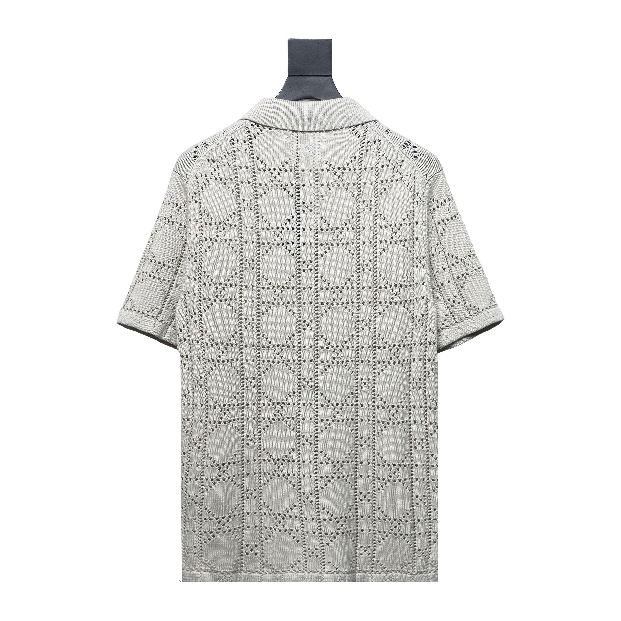 Dior 24ss openwork knit short sleeve cardigan apricot