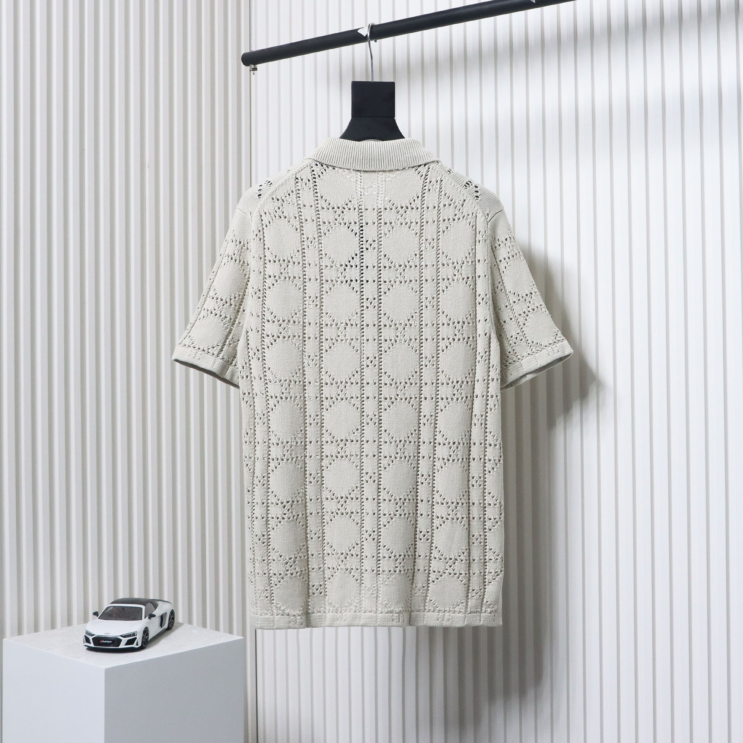 Dior 24ss openwork knit short sleeve cardigan apricot