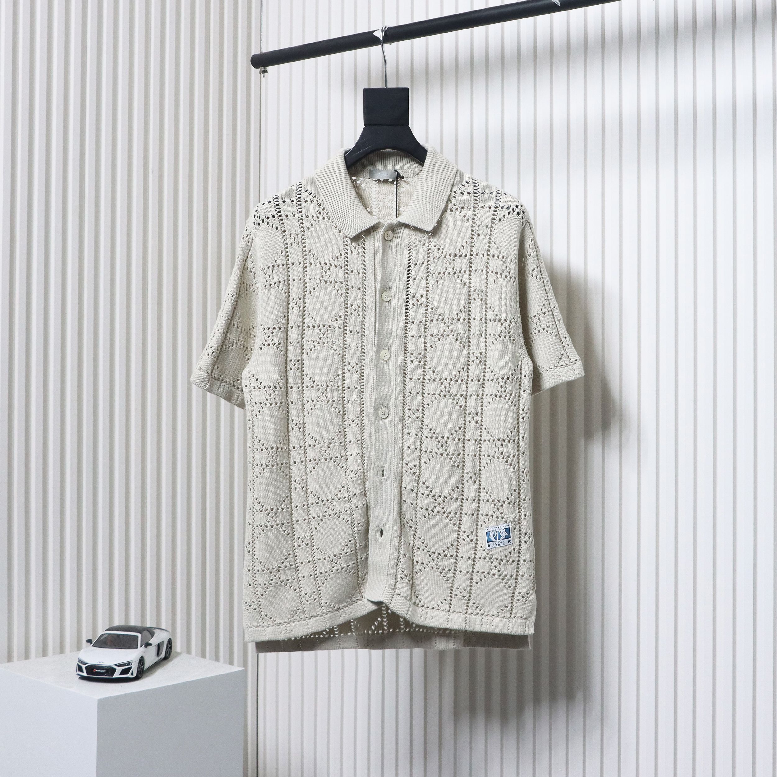 Dior 24ss openwork knit short sleeve cardigan apricot