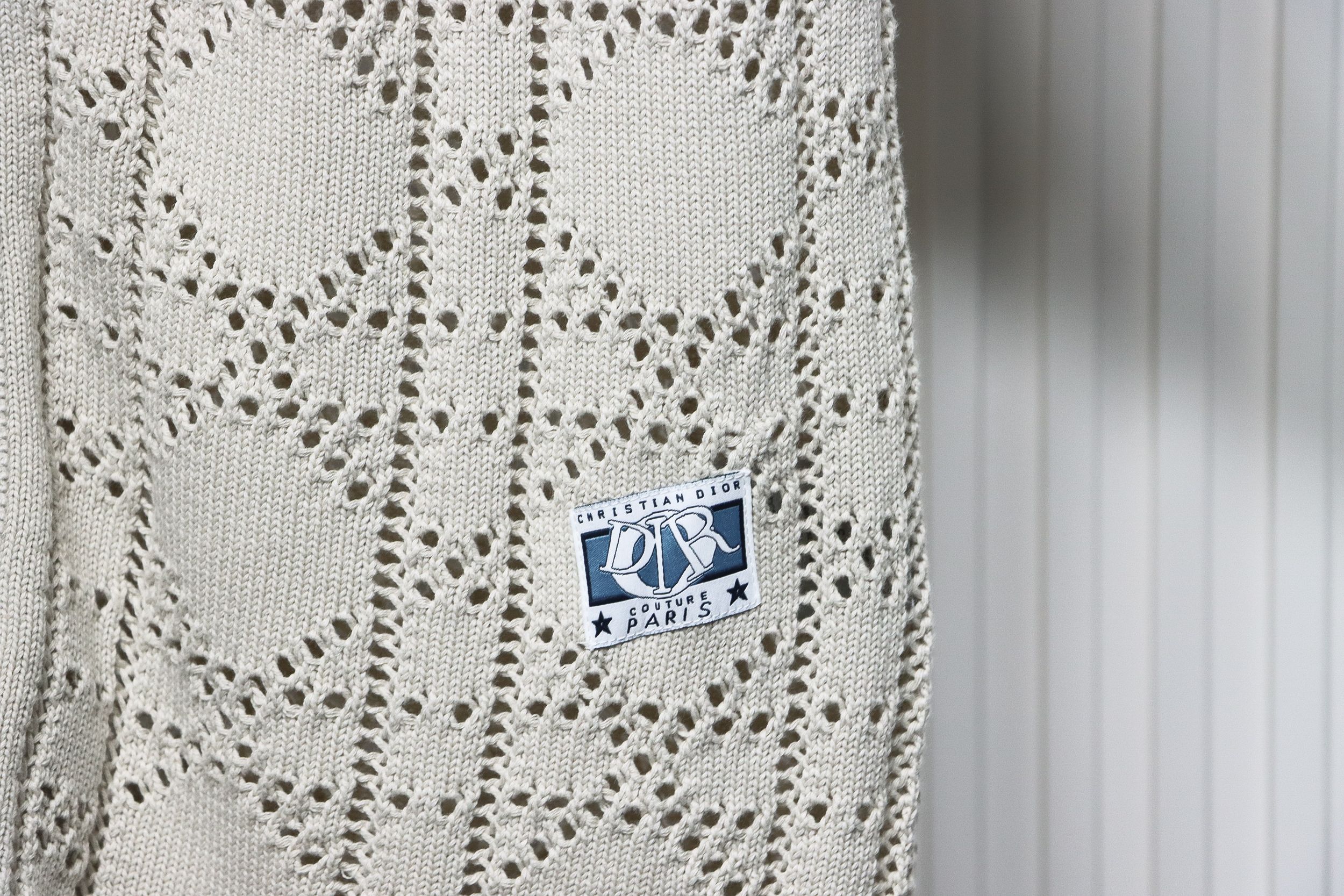 Dior 24ss openwork knit short sleeve cardigan apricot