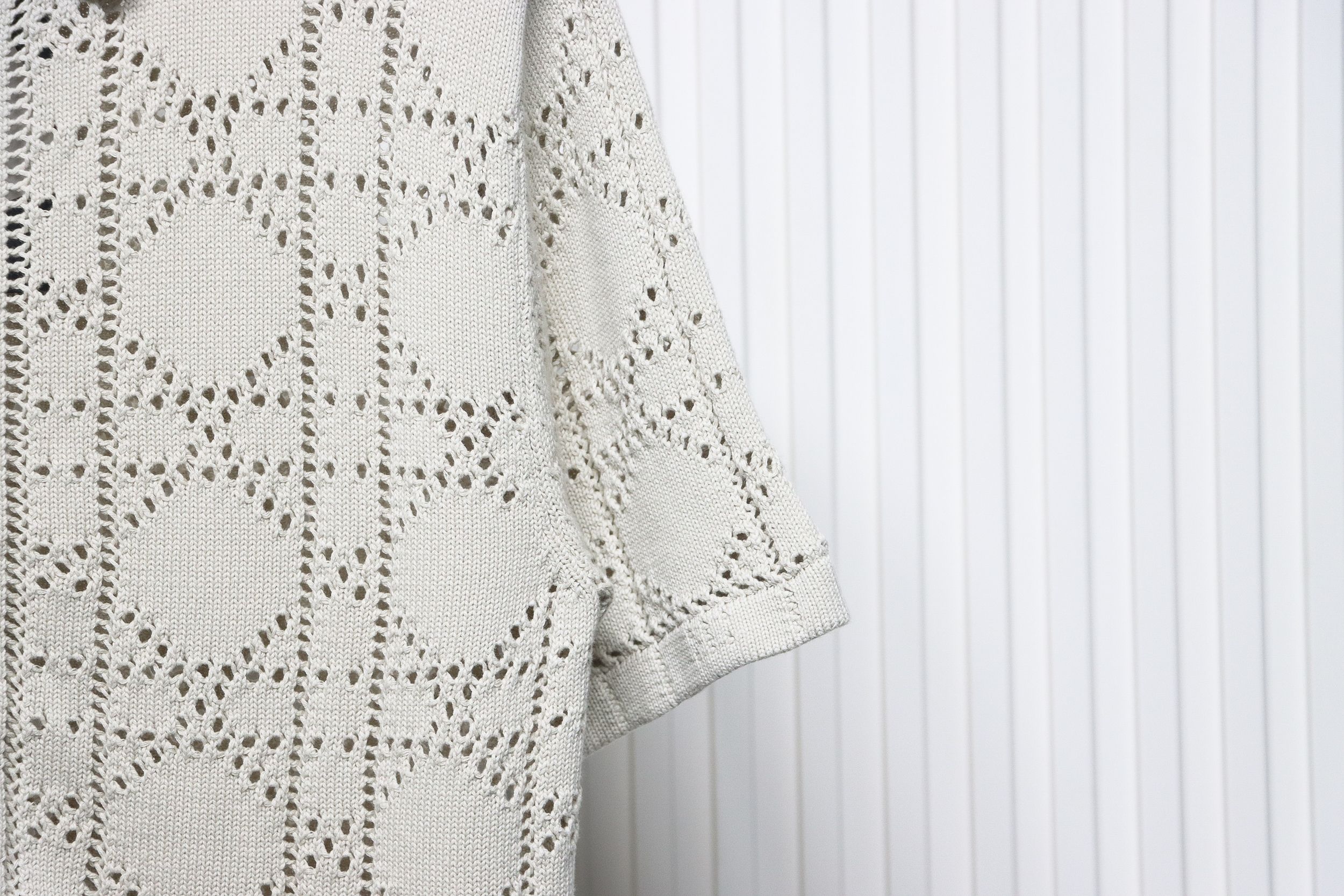 Dior 24ss openwork knit short sleeve cardigan apricot