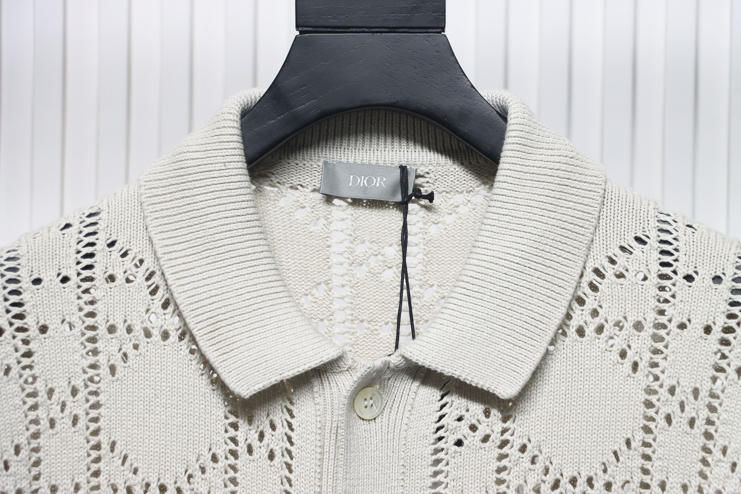 Dior 24ss openwork knit short sleeve cardigan apricot