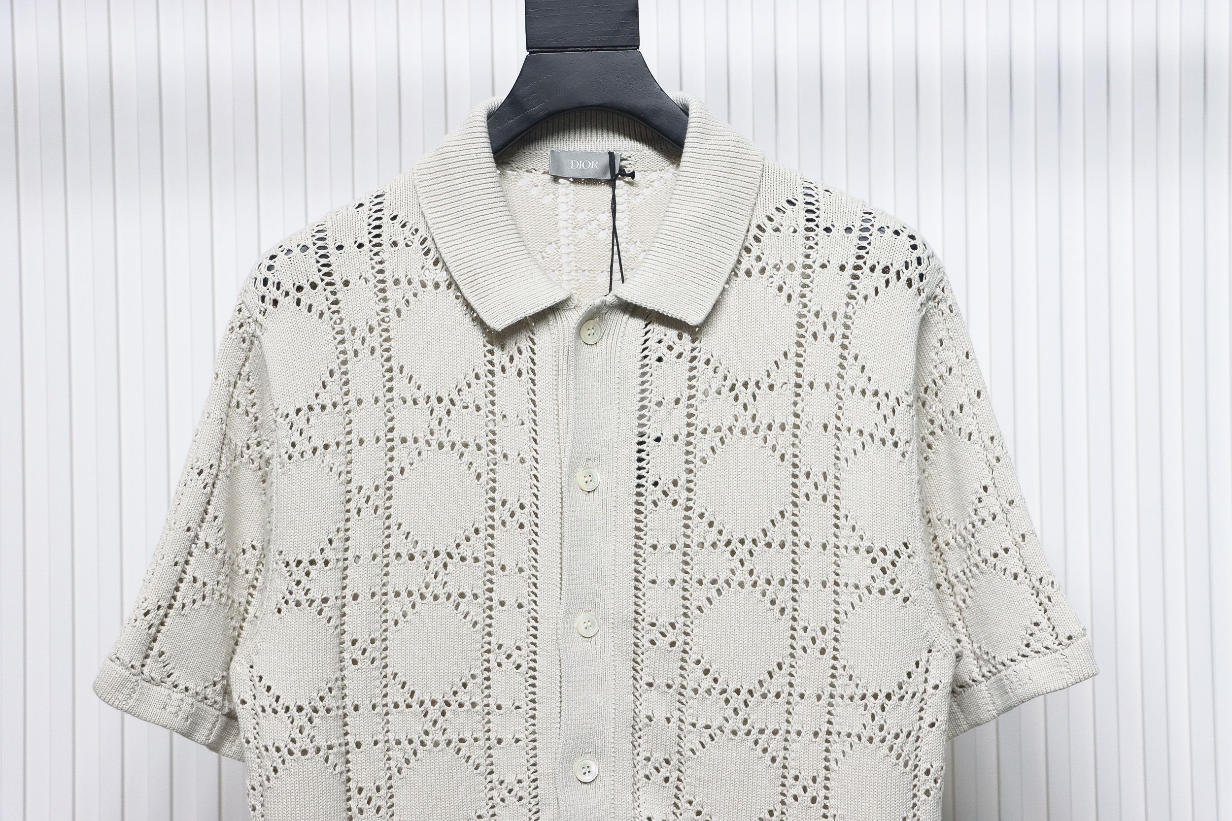 Dior 24ss openwork knit short sleeve cardigan apricot
