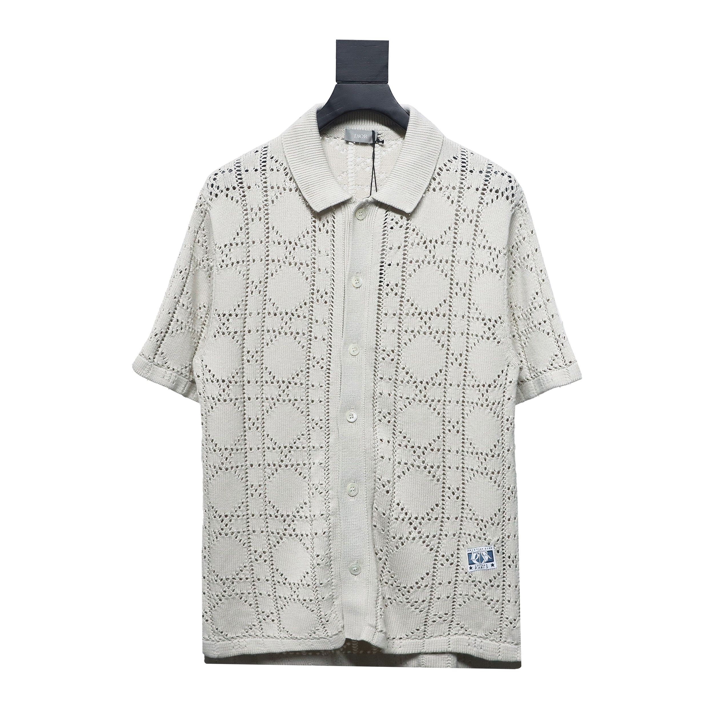 Dior 24ss openwork knit short sleeve cardigan apricot