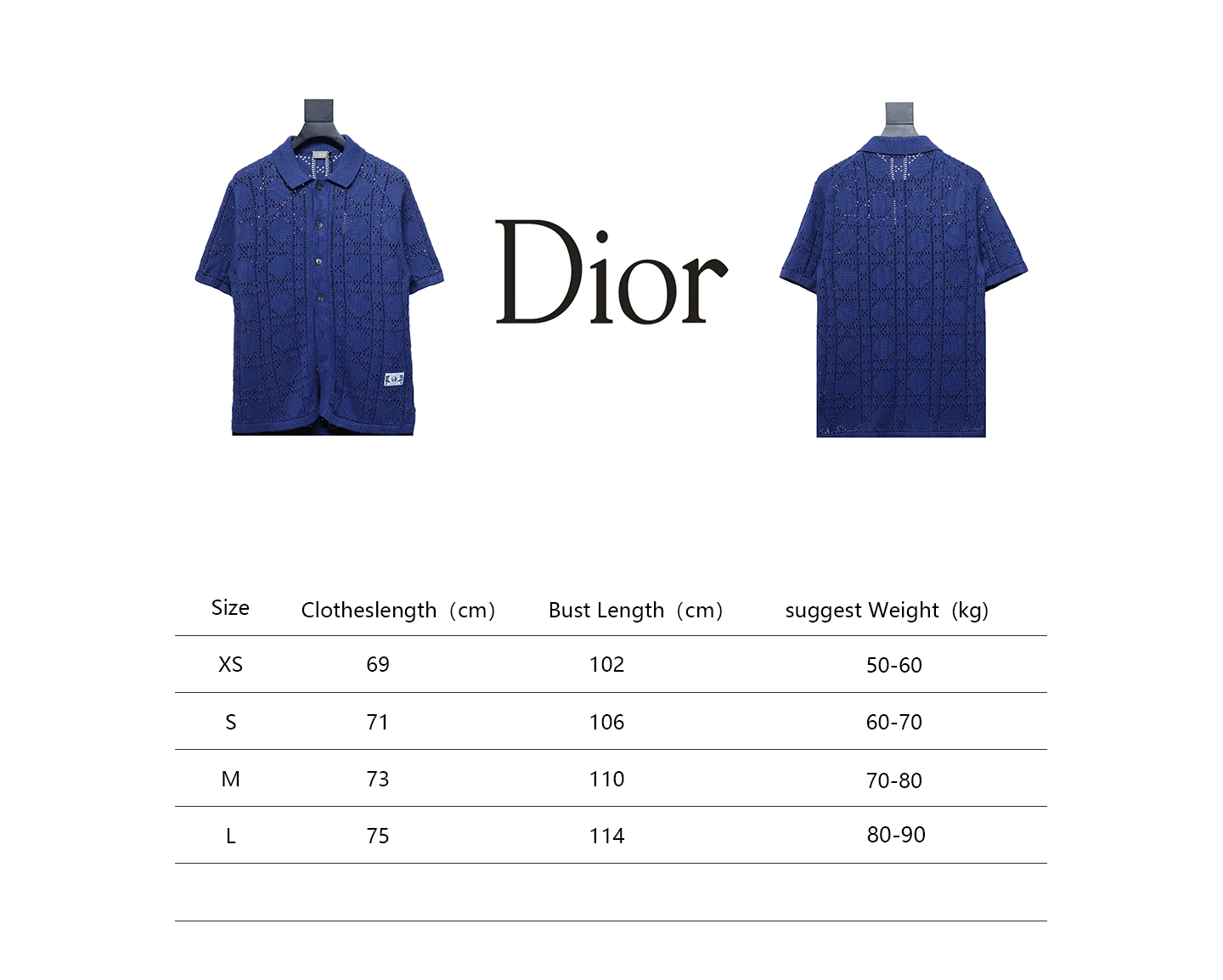 Dior 24ss openwork knit short sleeve cardigan blue
