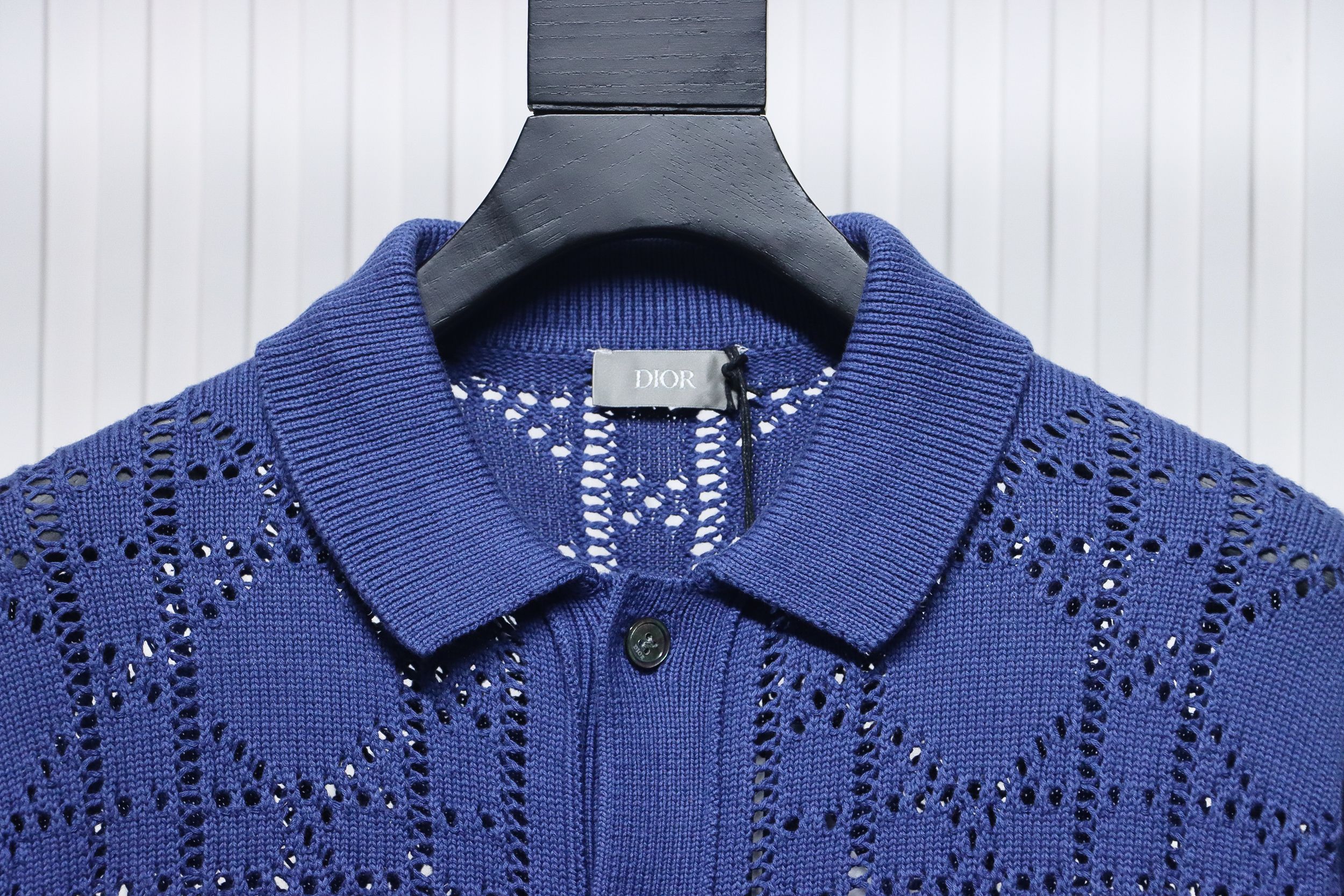 Dior 24ss openwork knit short sleeve cardigan blue