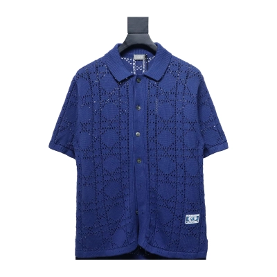 Dior 24ss openwork knit short sleeve cardigan blue 01
