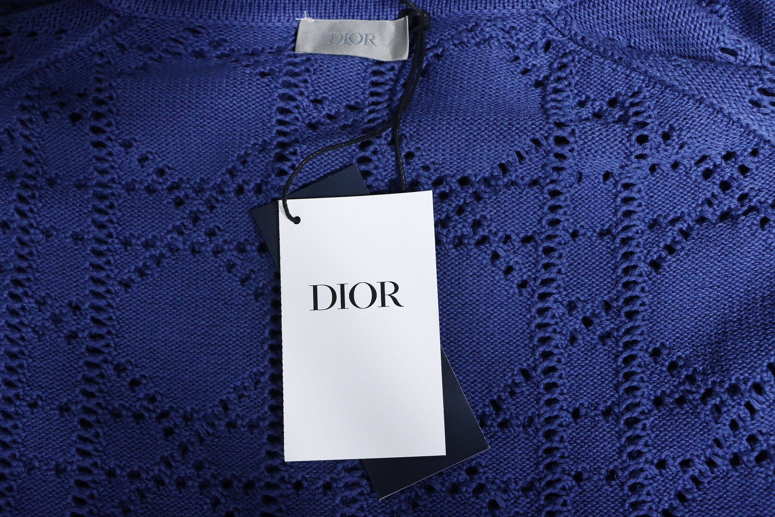Dior 24ss openwork knit short sleeve cardigan blue