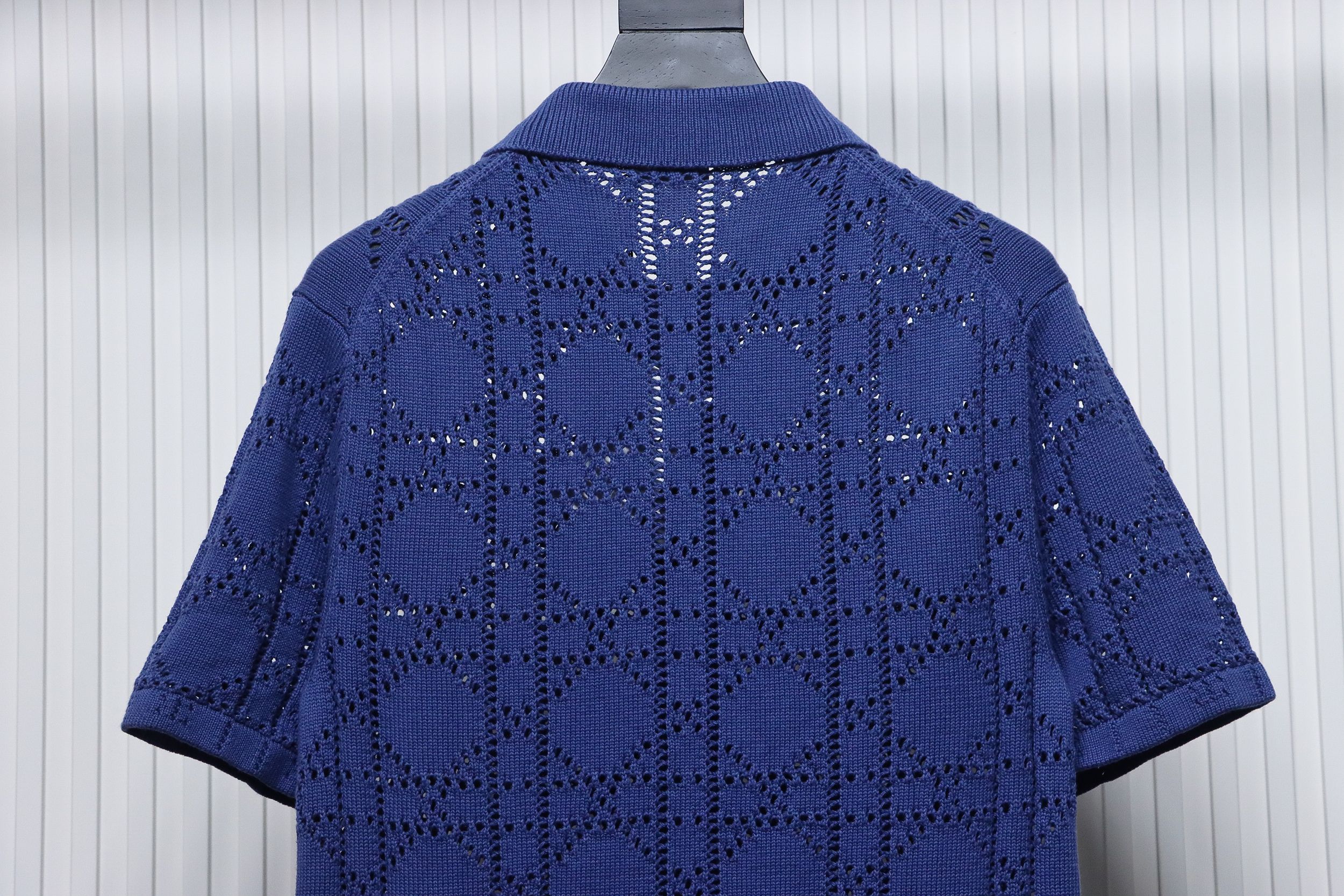 Dior 24ss openwork knit short sleeve cardigan blue