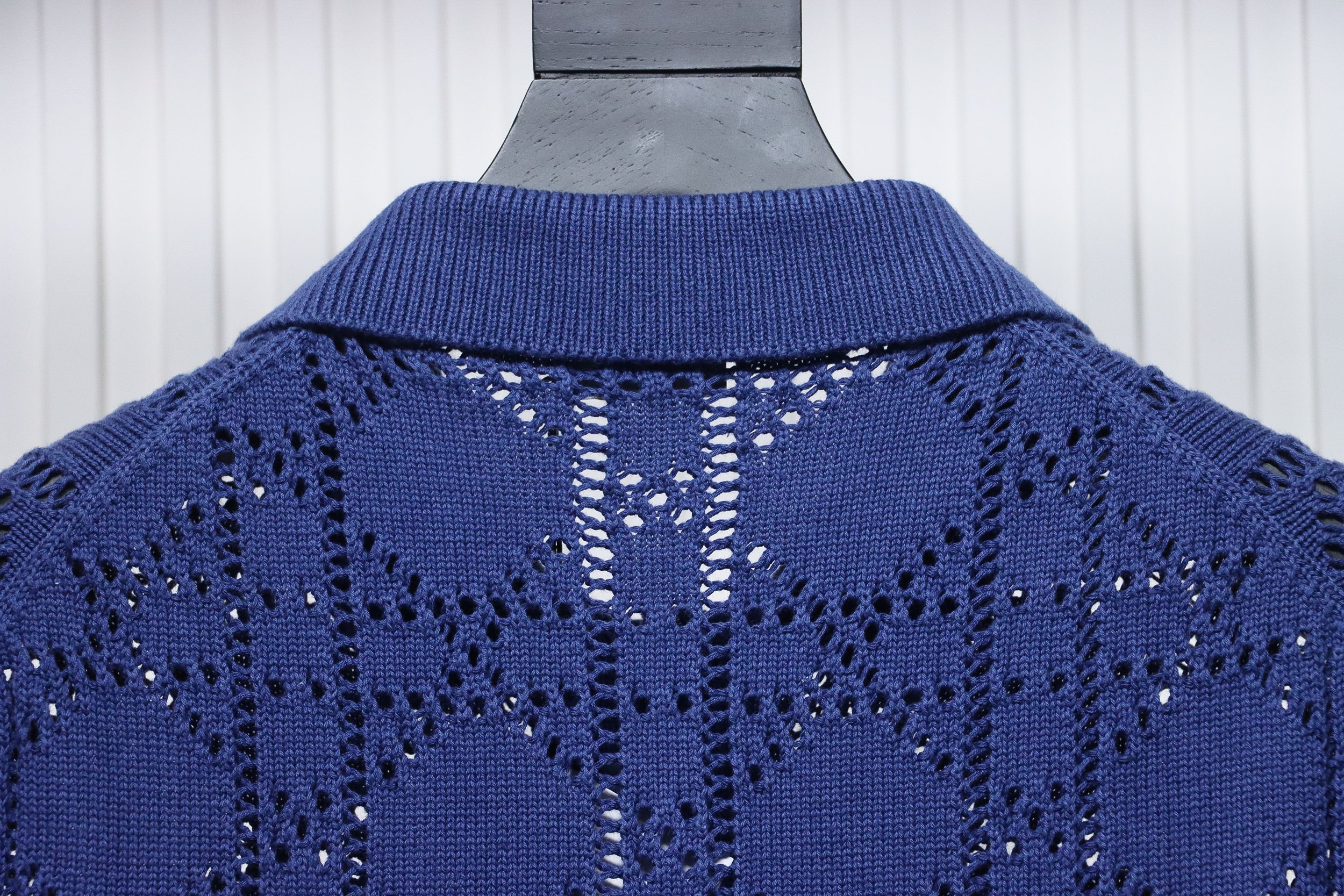 Dior 24ss openwork knit short sleeve cardigan blue