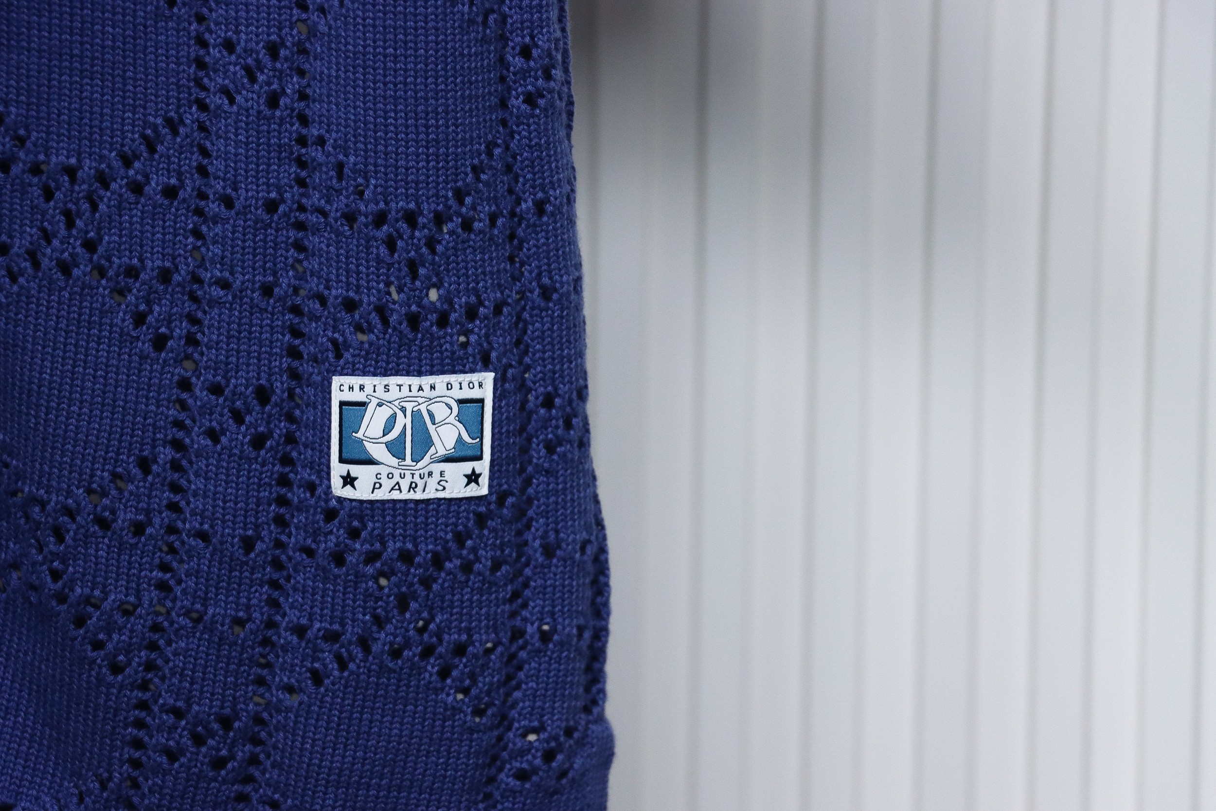 Dior 24ss openwork knit short sleeve cardigan blue