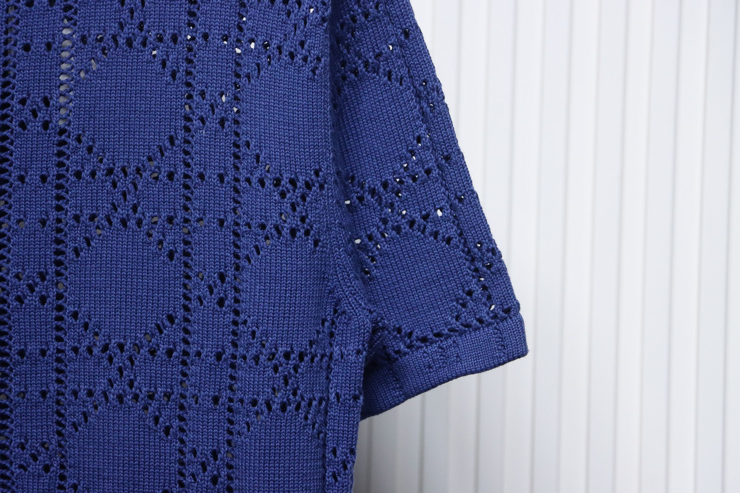 Dior 24ss openwork knit short sleeve cardigan blue