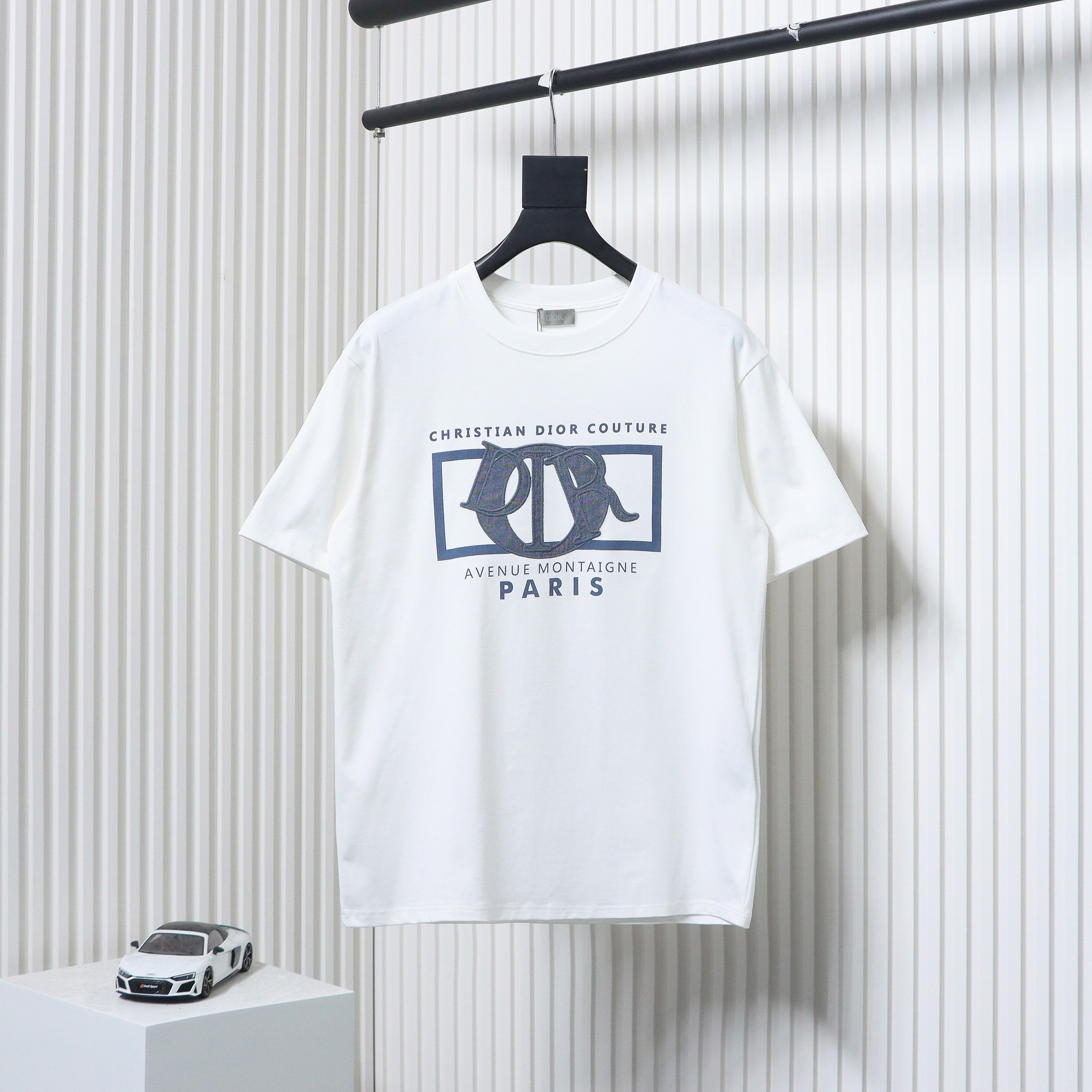 Dior 24ss patch embroidered letter short sleeve white