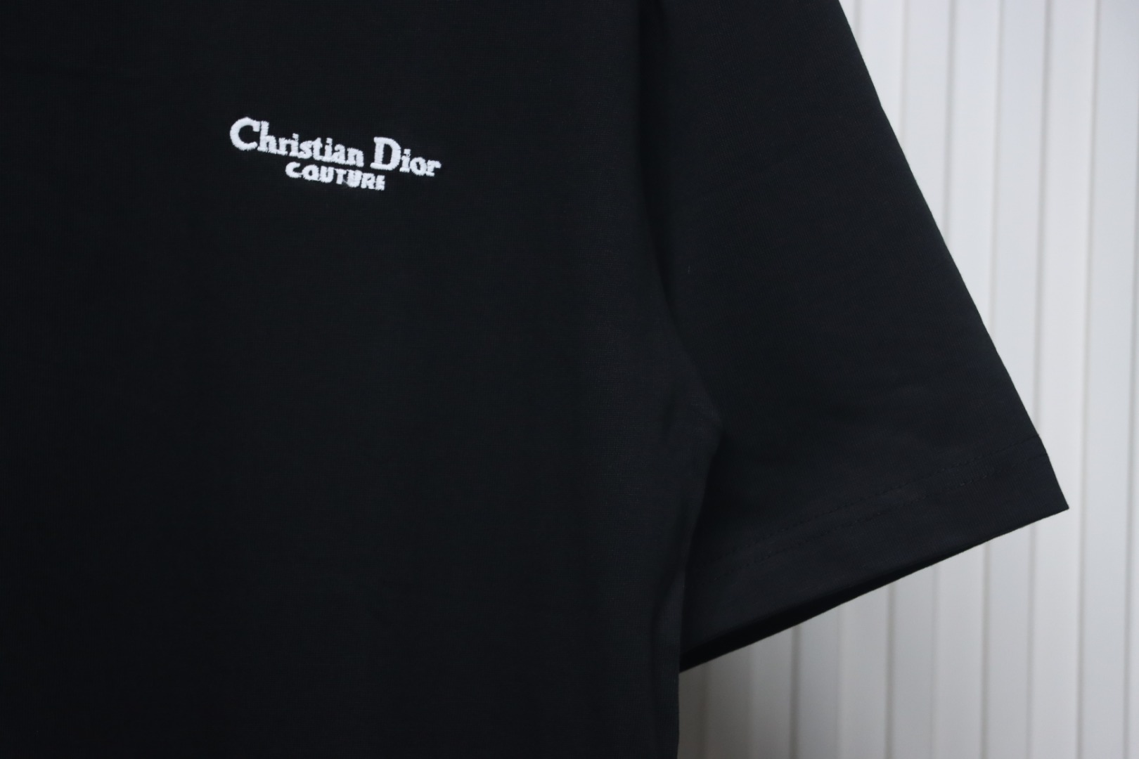 Dior 24ss small letter embroidered short sleeve black