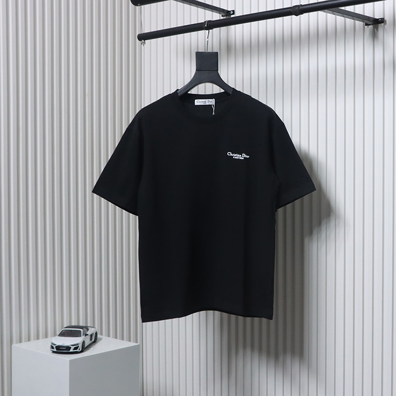 Dior 24ss small letter embroidered short sleeve black