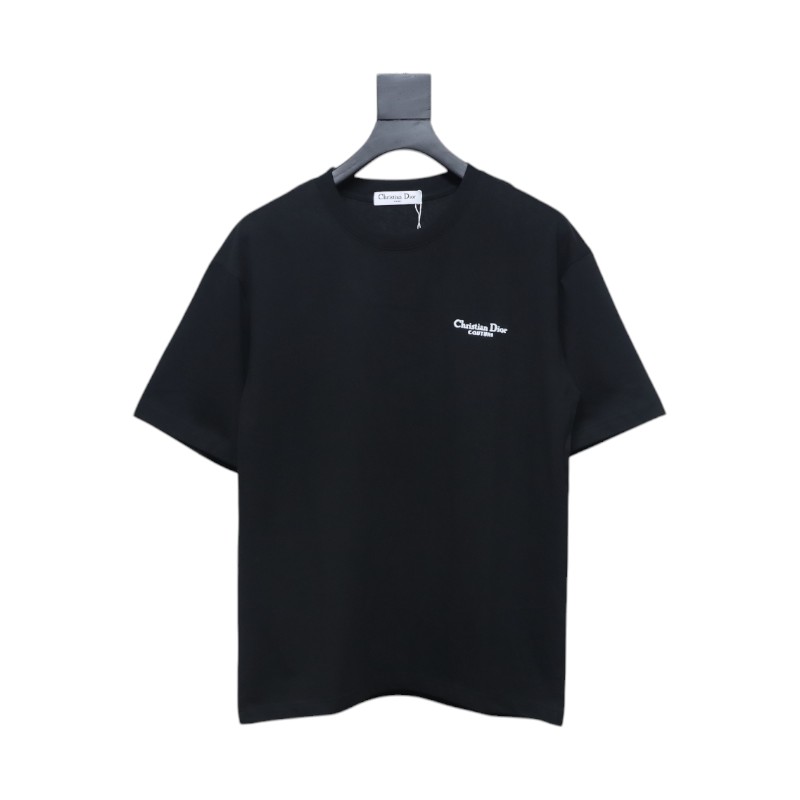 Dior 24ss small letter embroidered short sleeve black