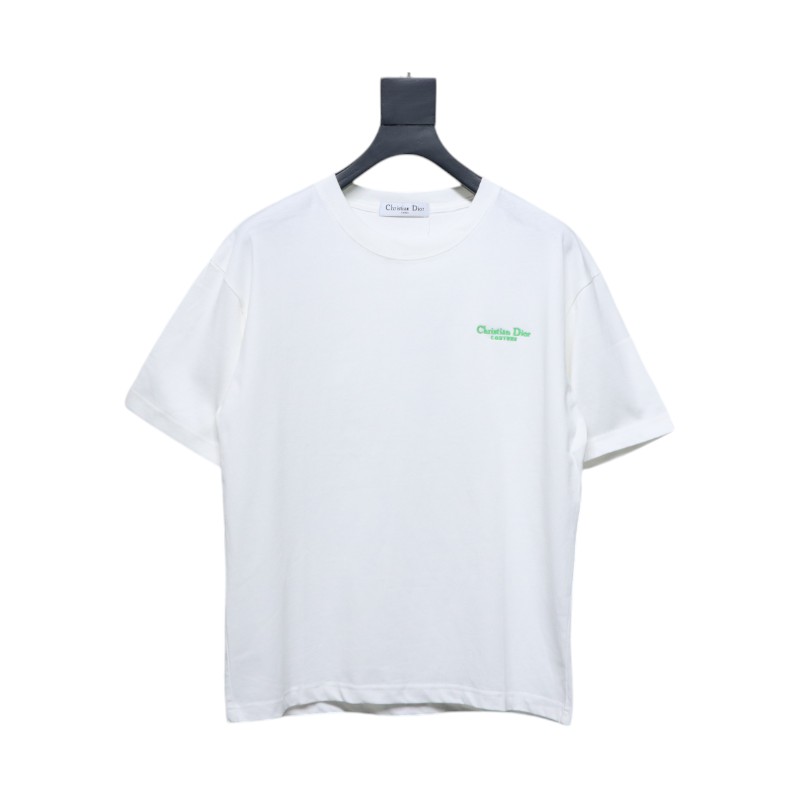 Dior 24ss small letter embroidered short sleeve white