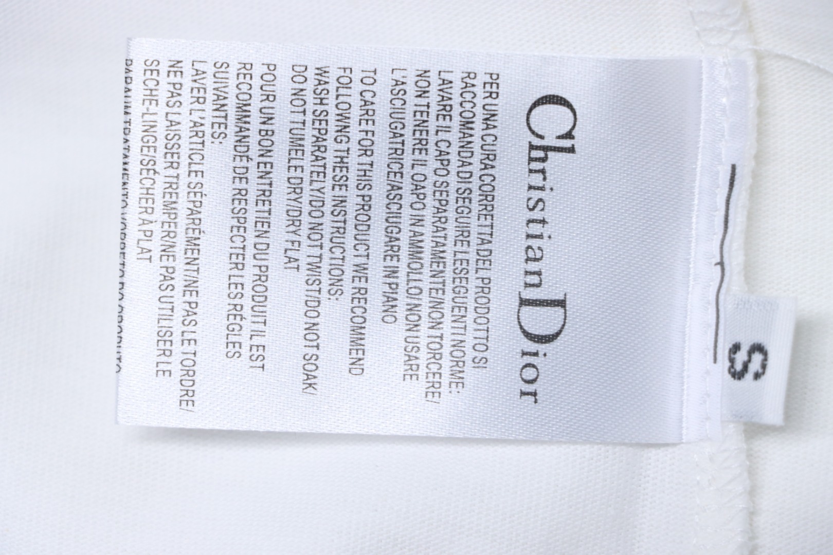 Dior 24ss small letter embroidered short sleeve white