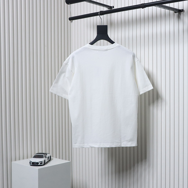 Dior 24ss small letter embroidered short sleeve white