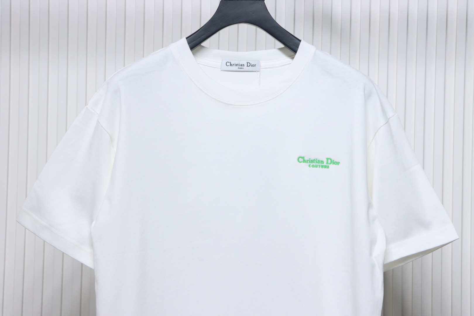 Dior 24ss small letter embroidered short sleeve white
