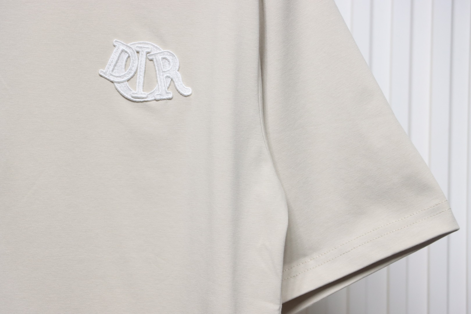 Dior 25ss chest embroidered patch short sleeve Beige