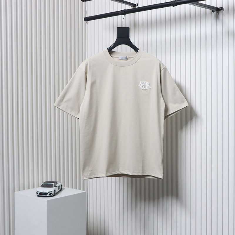 Dior 25ss chest embroidered patch short sleeve Beige