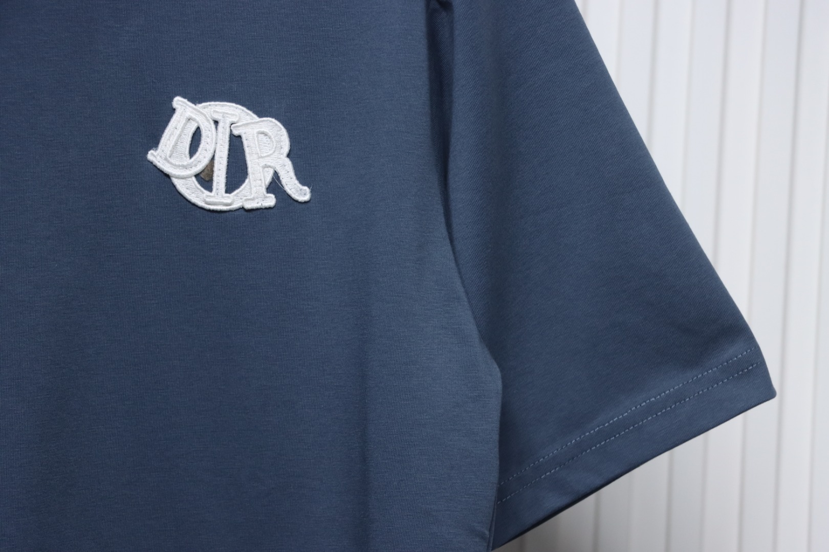 Dior 25ss chest embroidered patch short sleeve blue