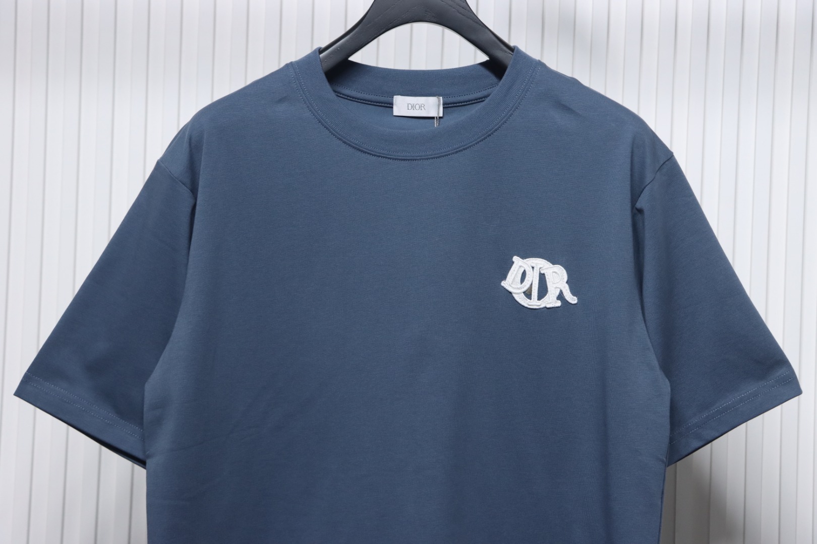 Dior 25ss chest embroidered patch short sleeve blue