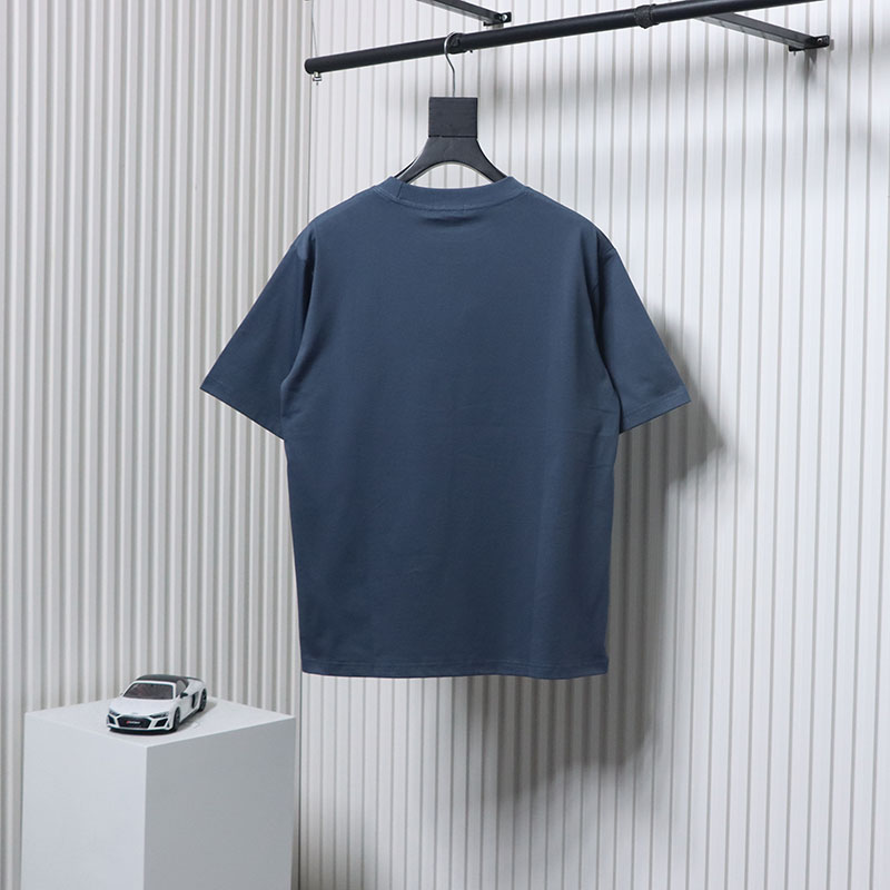 Dior 25ss chest embroidered patch short sleeve blue