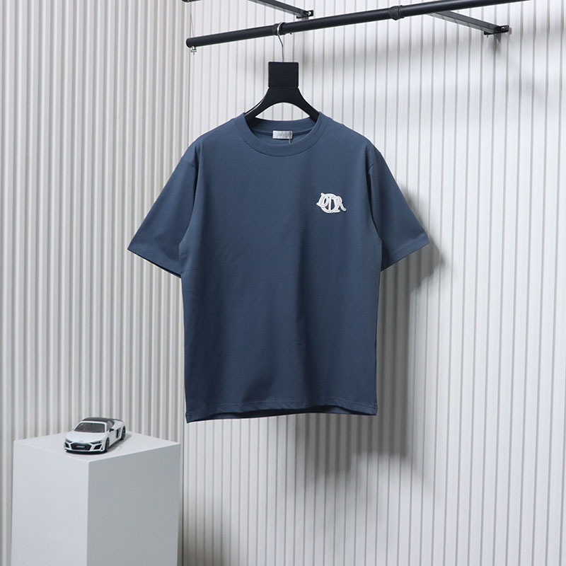 Dior 25ss chest embroidered patch short sleeve blue