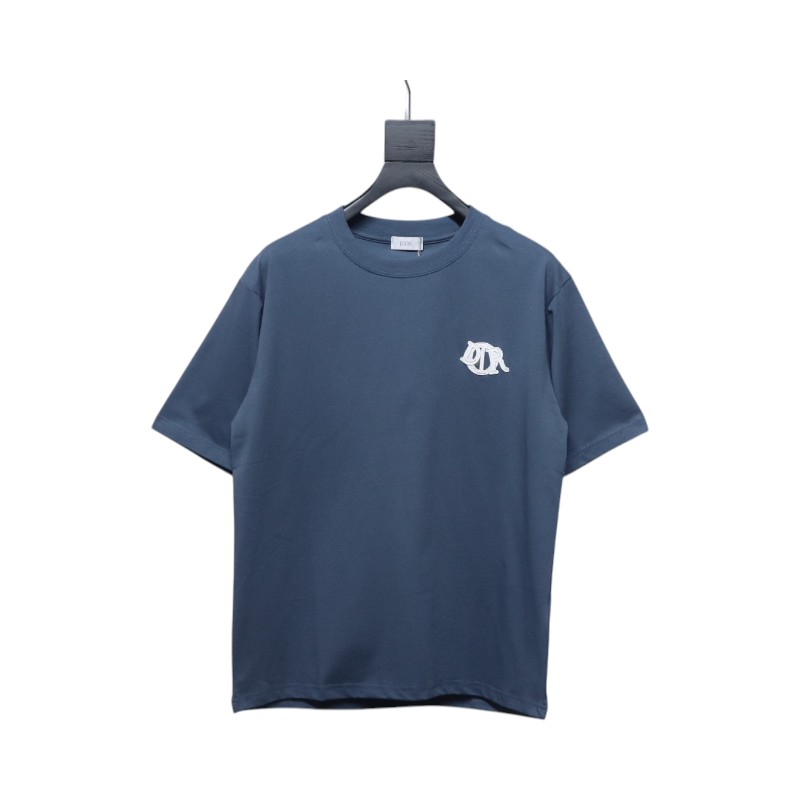 Dior 25ss chest embroidered patch short sleeve blue